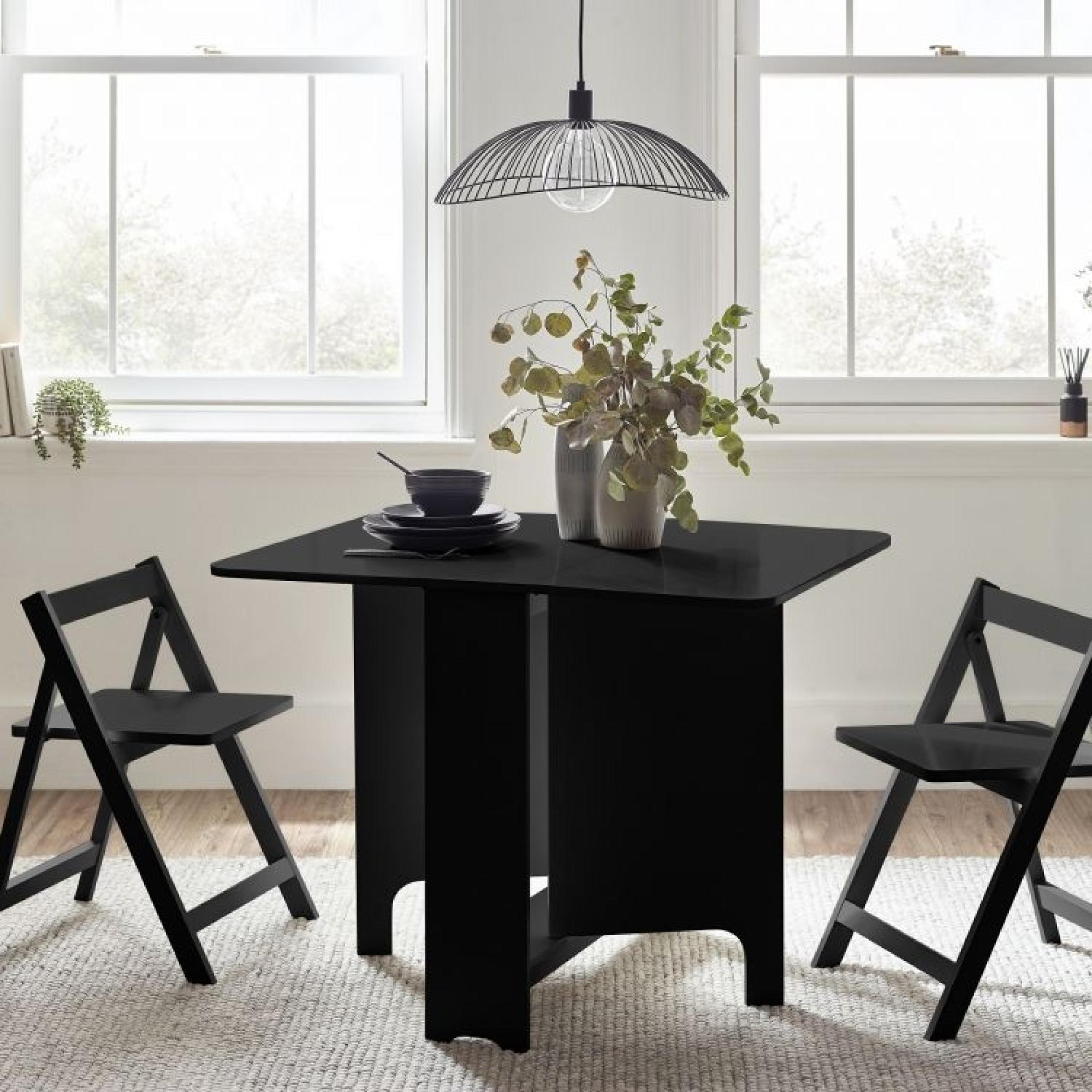 Gatan Gateleg Dining Set - 2 Seater - 80cm - 2 Chairs - Black