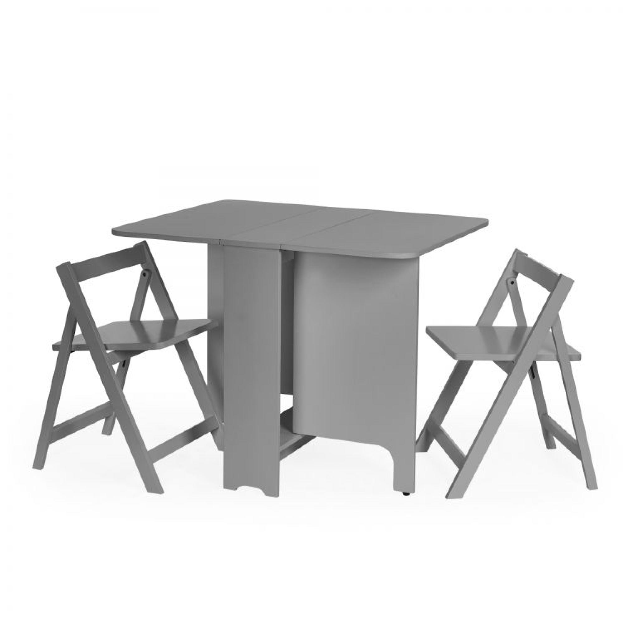 Gatan Gateleg Dining Set - 2 Seater - 80cm - 2 Chairs - Grey