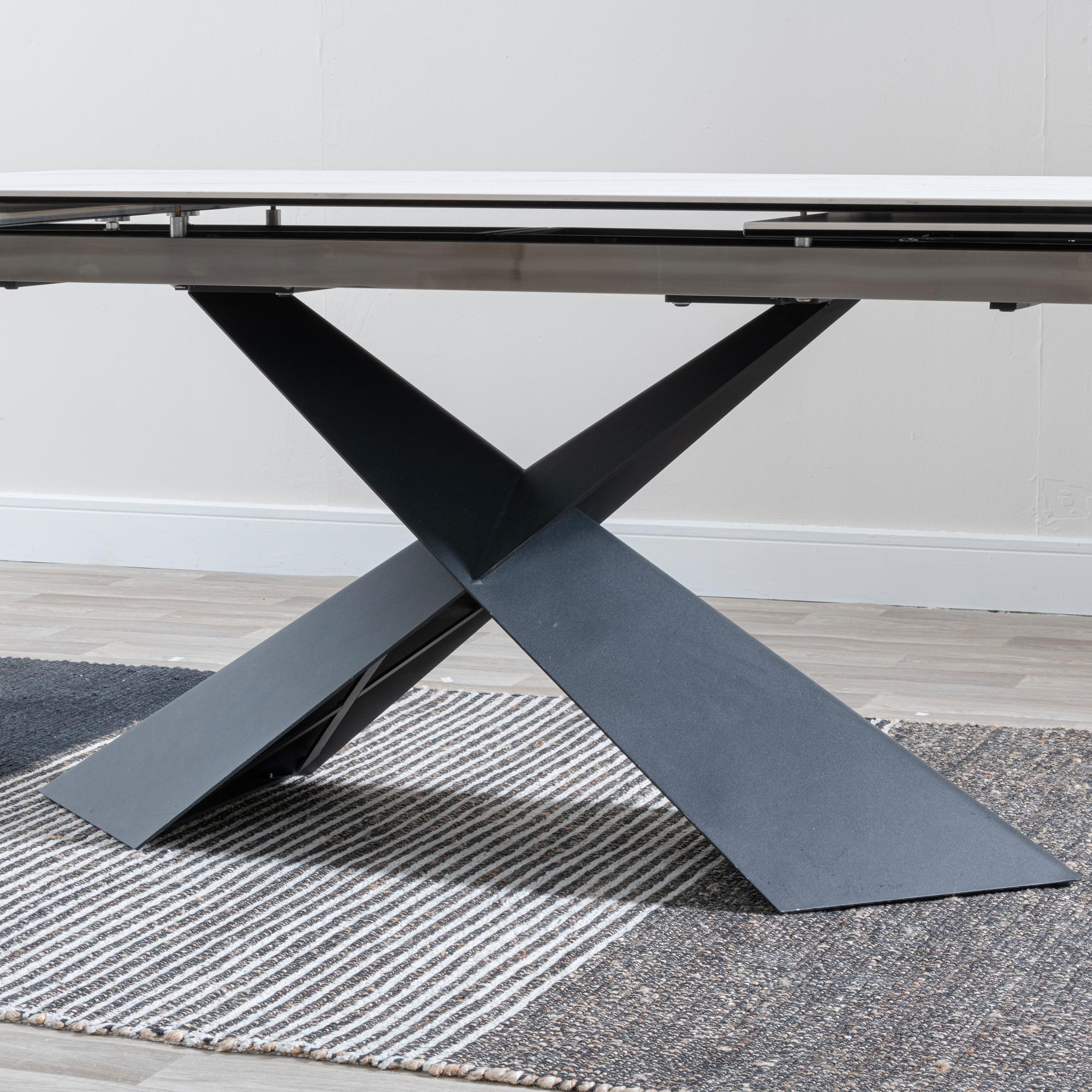 Hayden Dining Set - 6-12 Seater - 160cm-240cm - White Ceramic - Extending - Boden Swivel Dining Chairs - Dark Grey Fabric