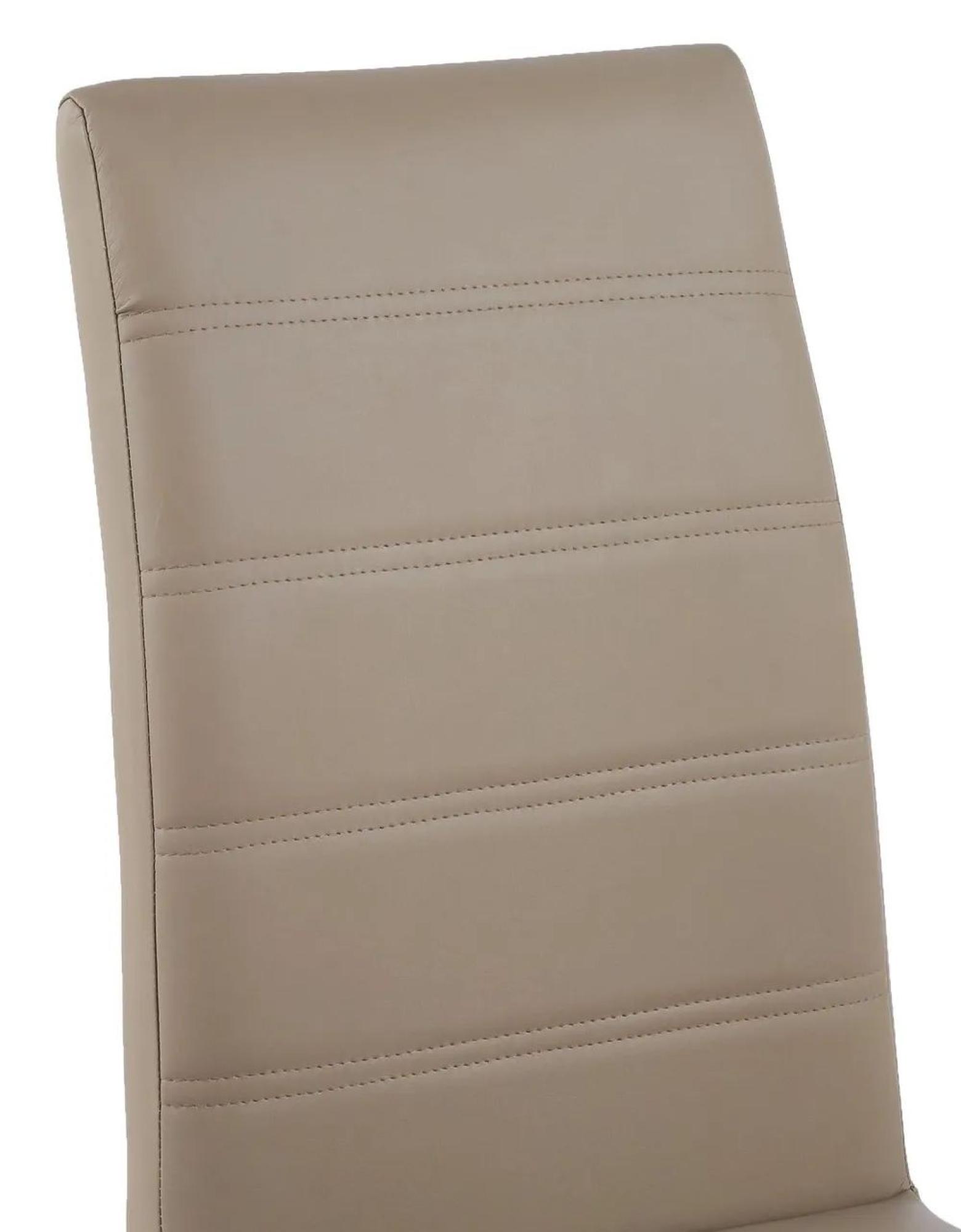 Louis Dining Set - 4 Seater - 140cm - Grey Marble & Chrome - Roma Dining Chairs - Beige Faux Leather