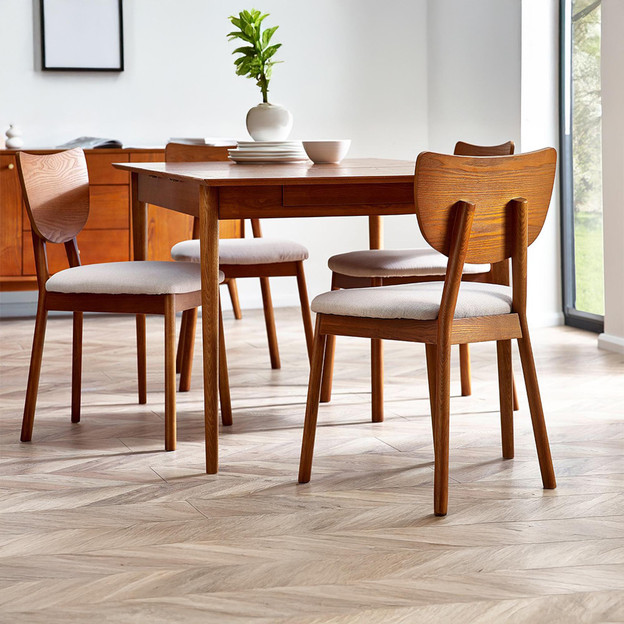 Lowry Extending Dining Set - 4-6 Seater  - 140cm-180cm - Cherry Wood - Retro Style