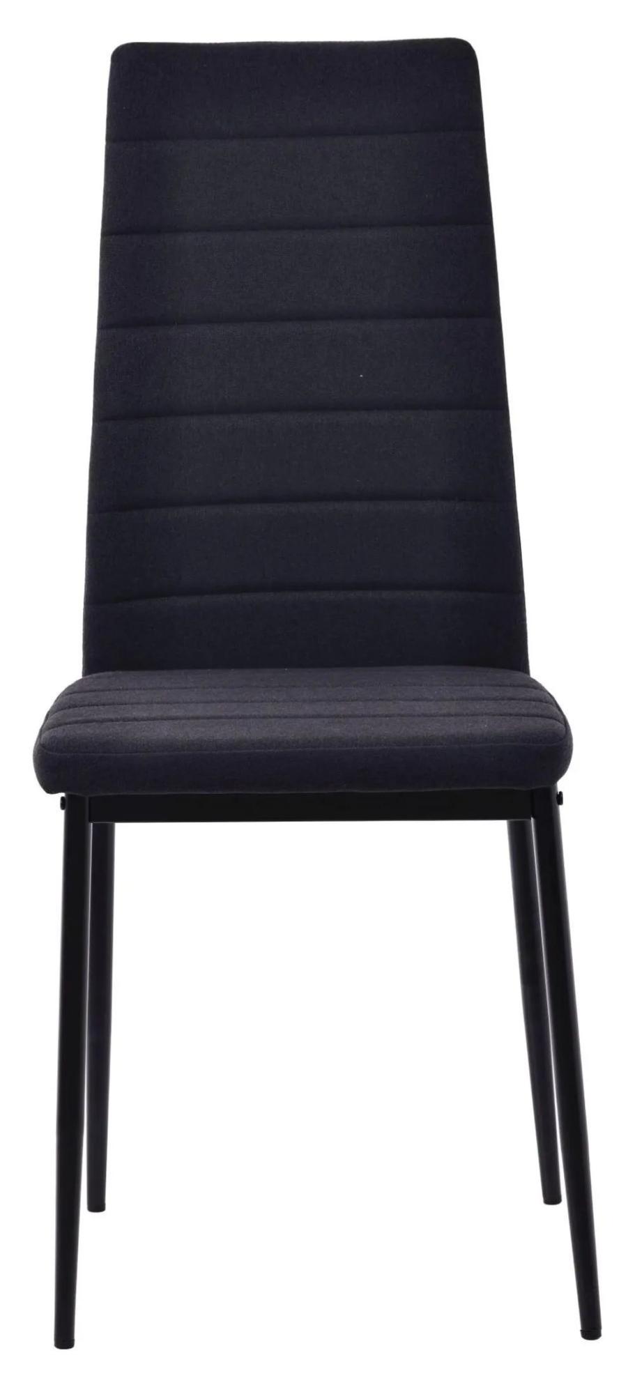 2 x Free Chairs - Maldon Dining Set - 6 Seater - 160cm - Black Ceramic - Lido Dining Chairs - Black Fabric - Black Legs