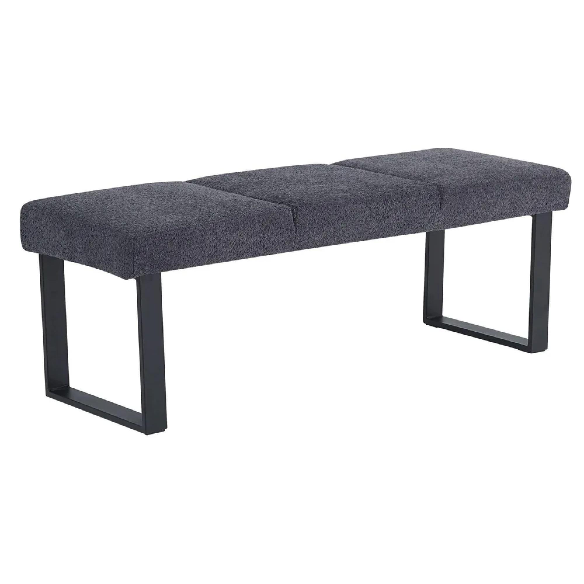 Maldon Dining Set - 6 Seater - 160cm - Grey Ceramic - Bronx Dark Grey Fabric - LHF Corner Bench + Low Bench + Chair