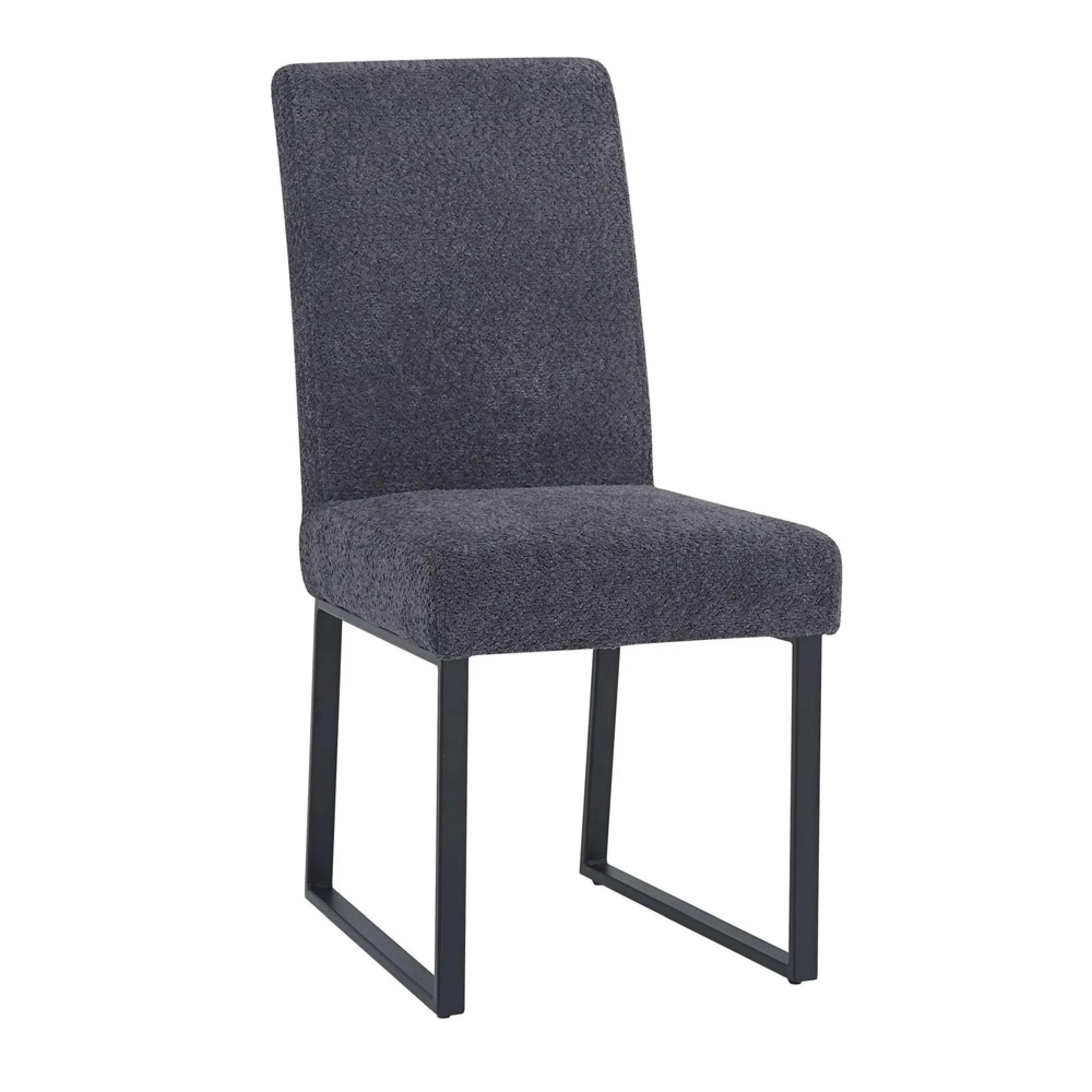 Maldon Dining Set - 6 Seater - 160cm - Grey Ceramic - Bronx Dark Grey Fabric - LHF Corner Bench + Low Bench + Chair