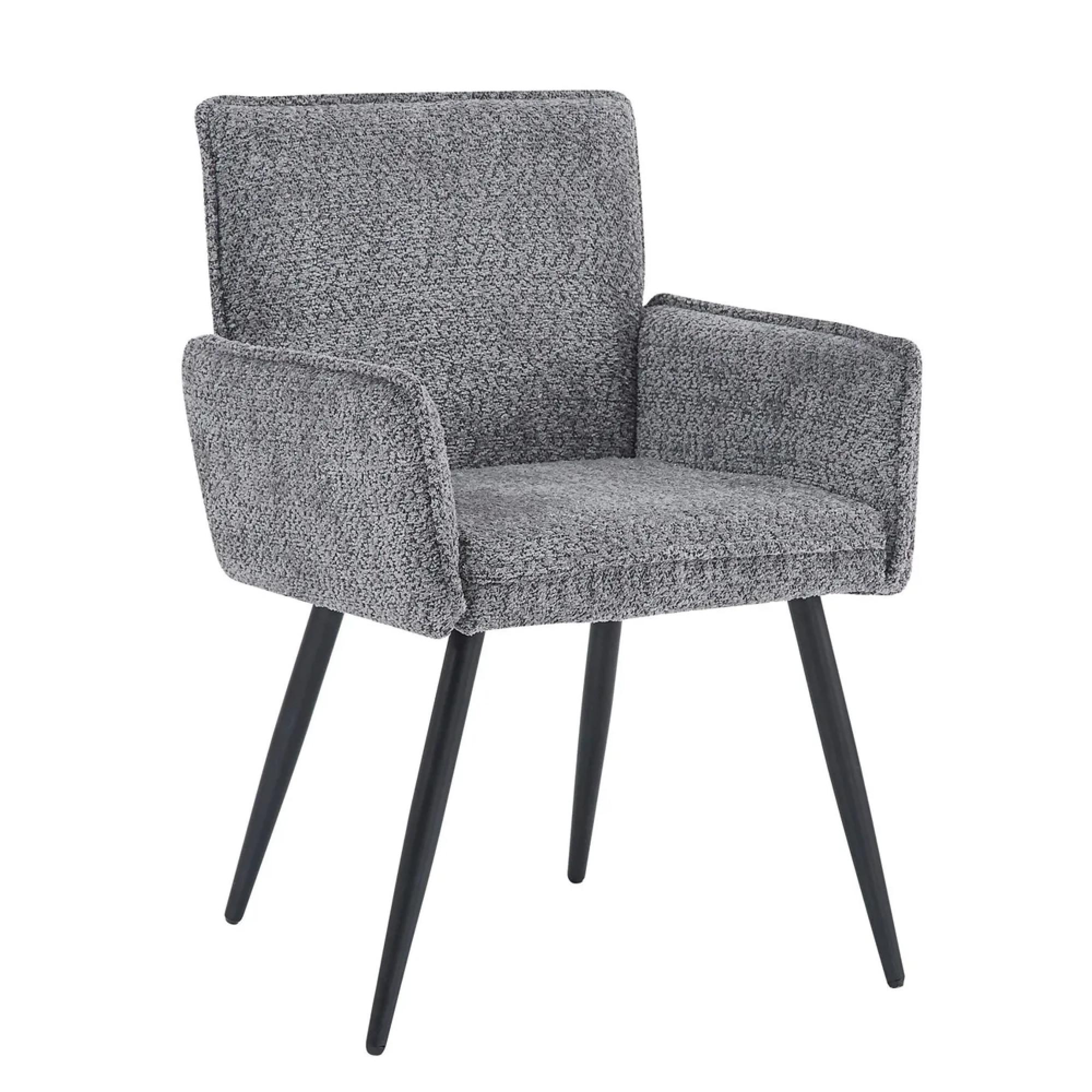 Maldon Dining Set - 6 Seater - 160cm - Grey Ceramic - Monza Grey Fabric - LHF Corner Bench + Low Bench + Armchair