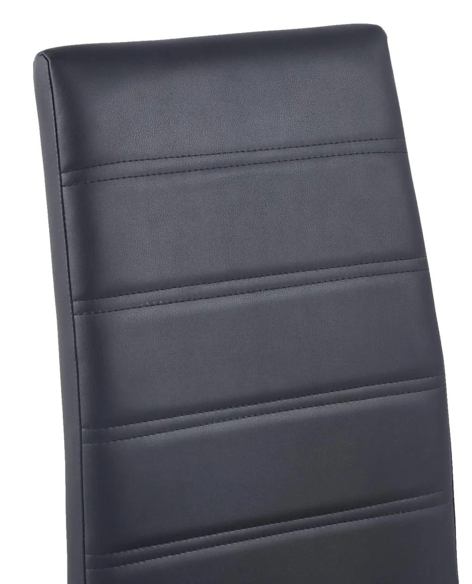 Milan Dining Set - 6 Seater - 160cm - Grey Marble - Roma Dining Chairs - Black Faux Leather