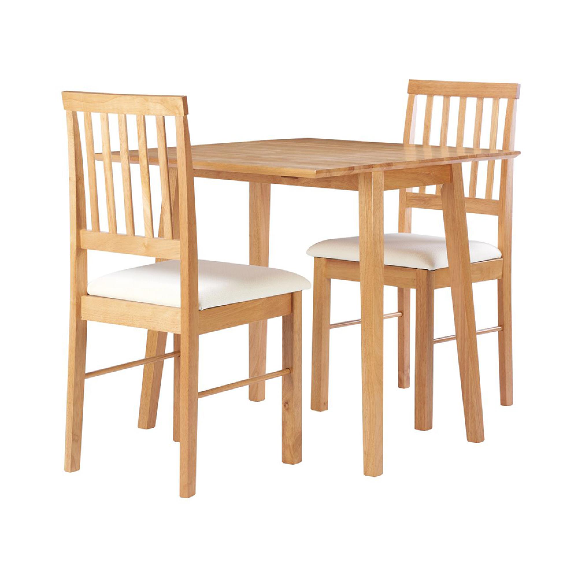 Oak Drop Leaf Dining Set - 2 Seater - 39cm-75cm - with 2 Chairs