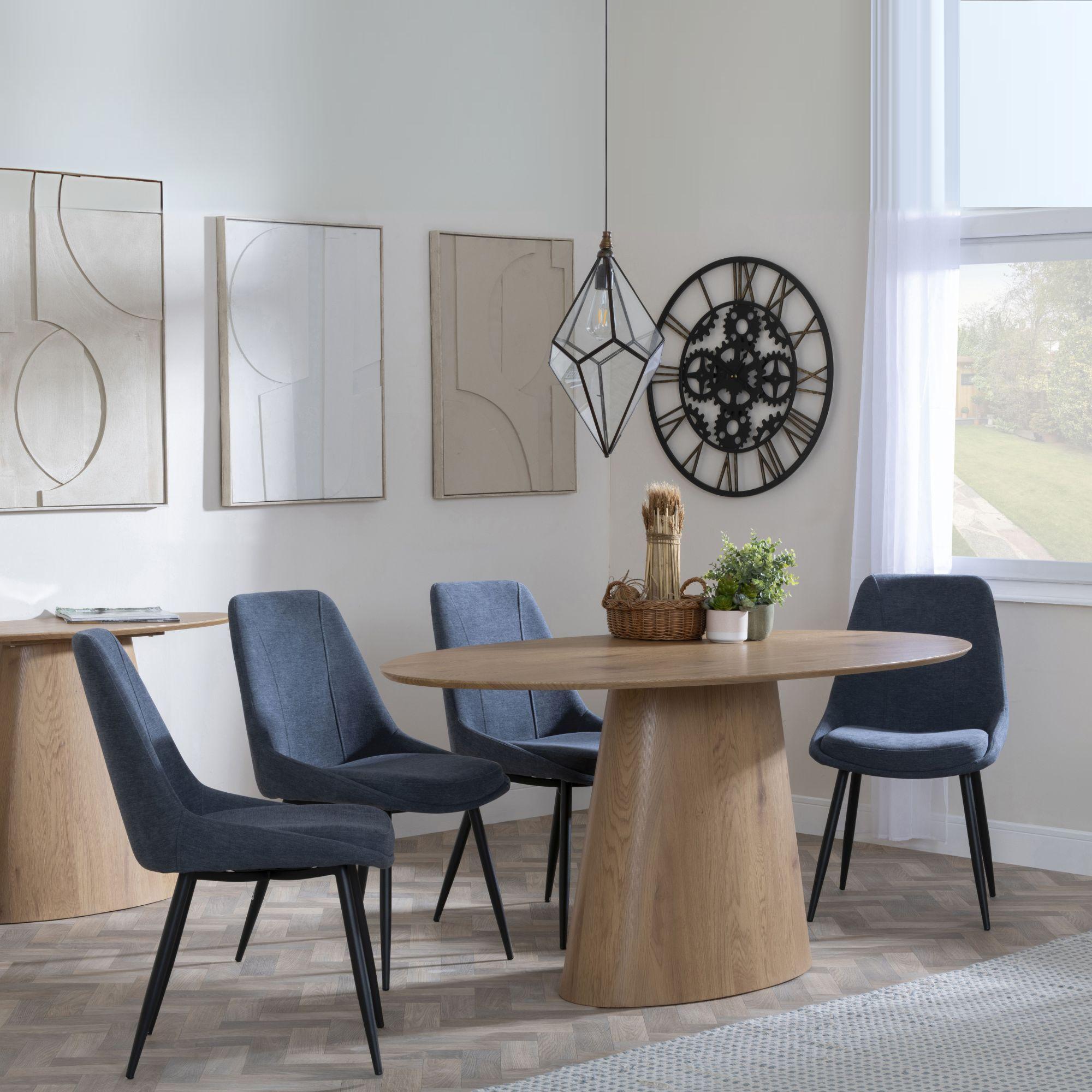 Palma Oak Oval Dining Set - Darwin Dark Grey Fabric Dining Chair