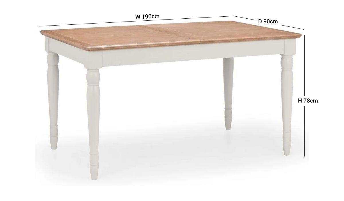 Provence Extending Dining Set - 190cm-230cm - 6-8 Seater - Grey
