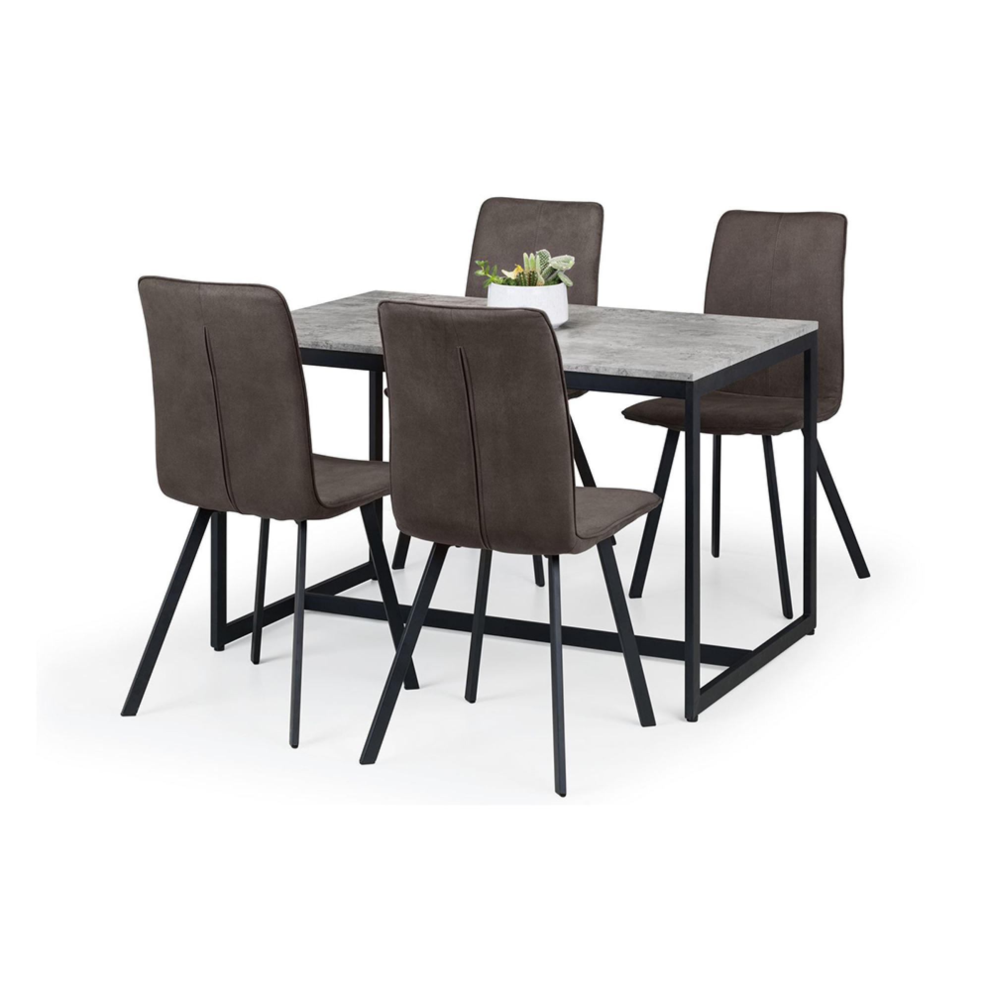 Staten Dining Set - 4 Seater - 120cm - Monroe Chairs - 4 Chairs - Concrete