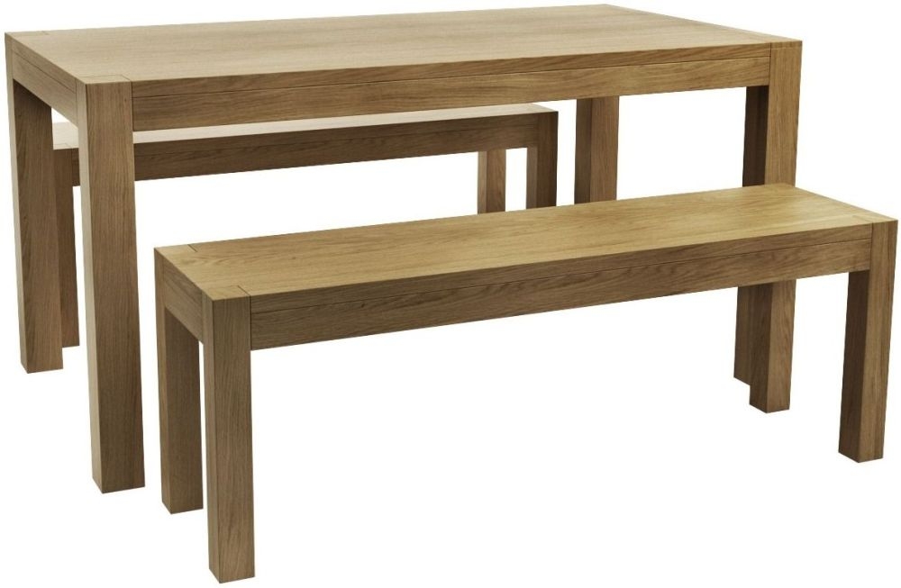 Taranto Dining Set with 2 Benches - Oak
