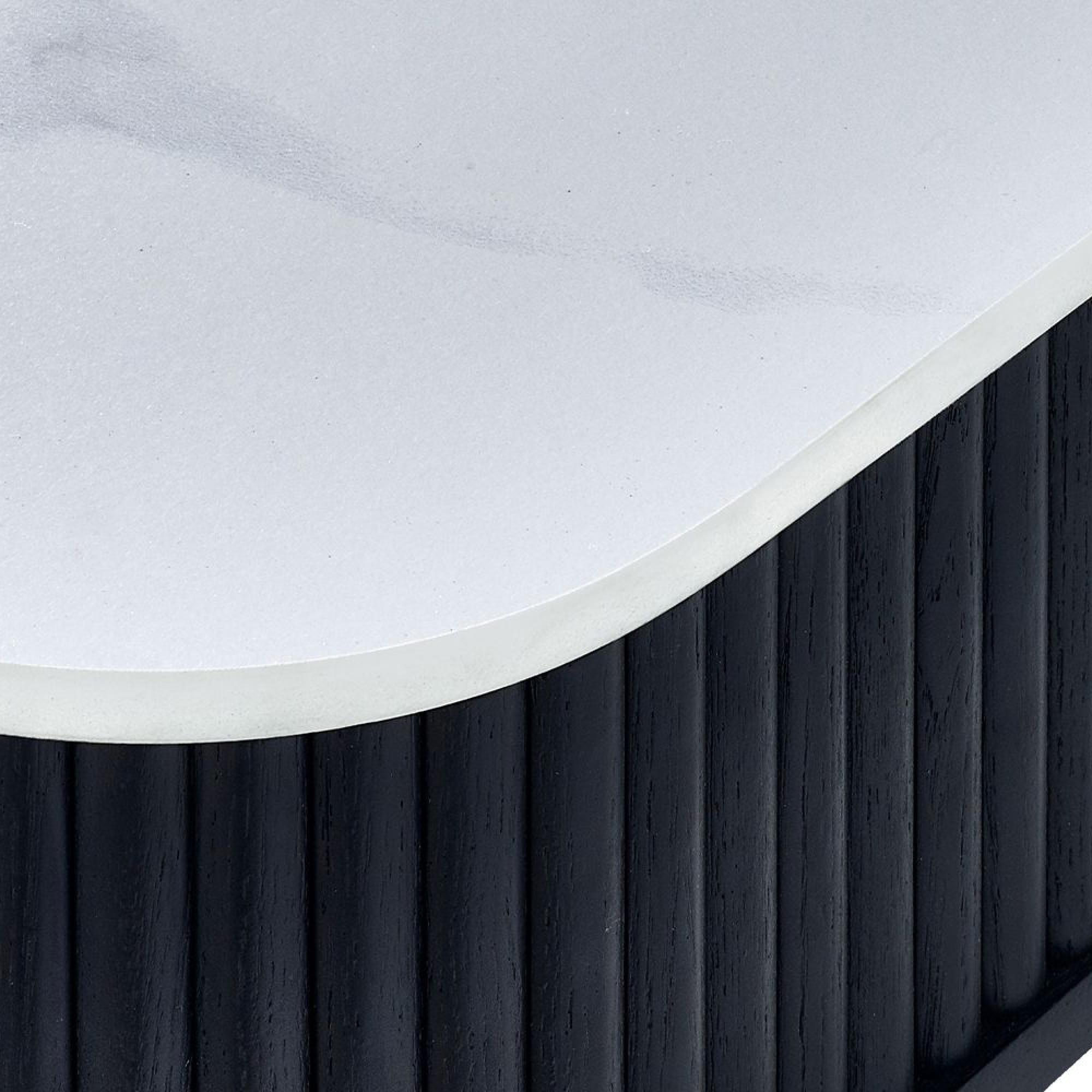 Louis Dining Table - 160cm - 6 Seater - White Ceramic Top - Black Fluted Base