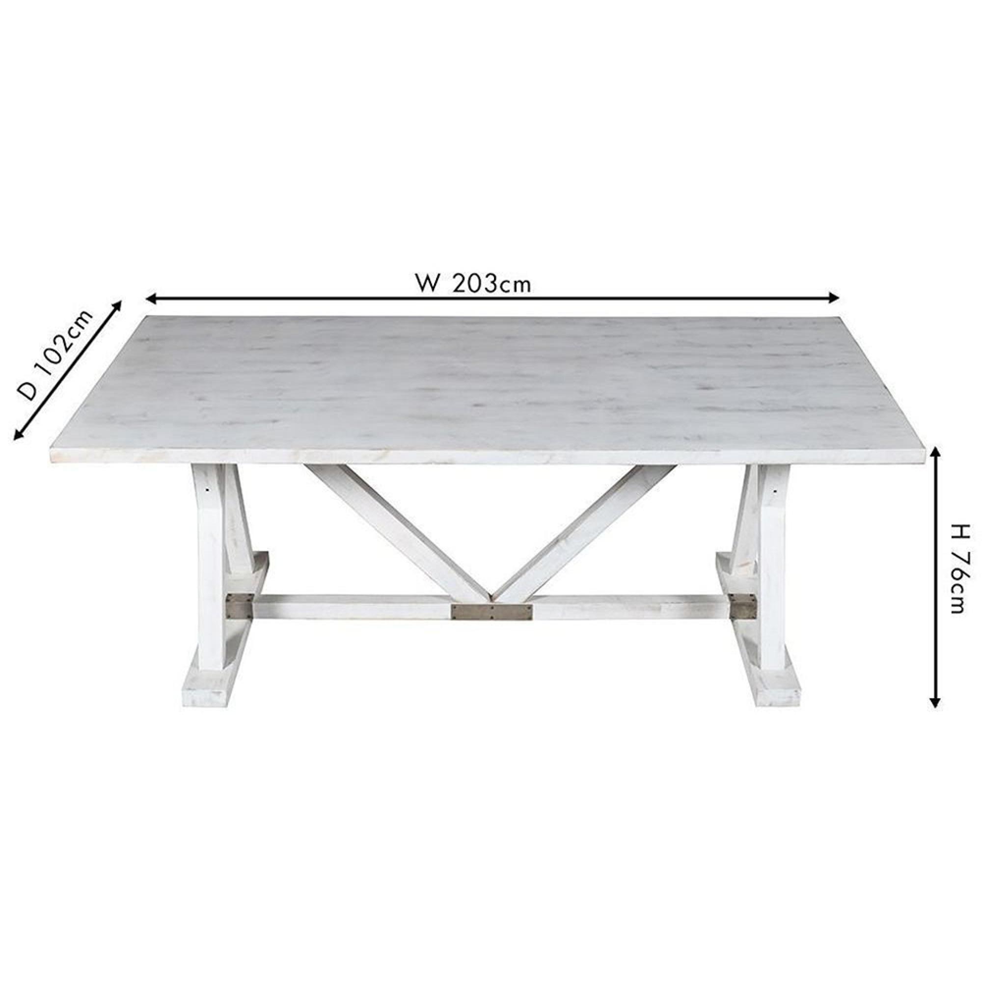 Clearance - Farmhouse Dining Table - 8 Seater - 203cm - White Mango Wood - Brand New Item