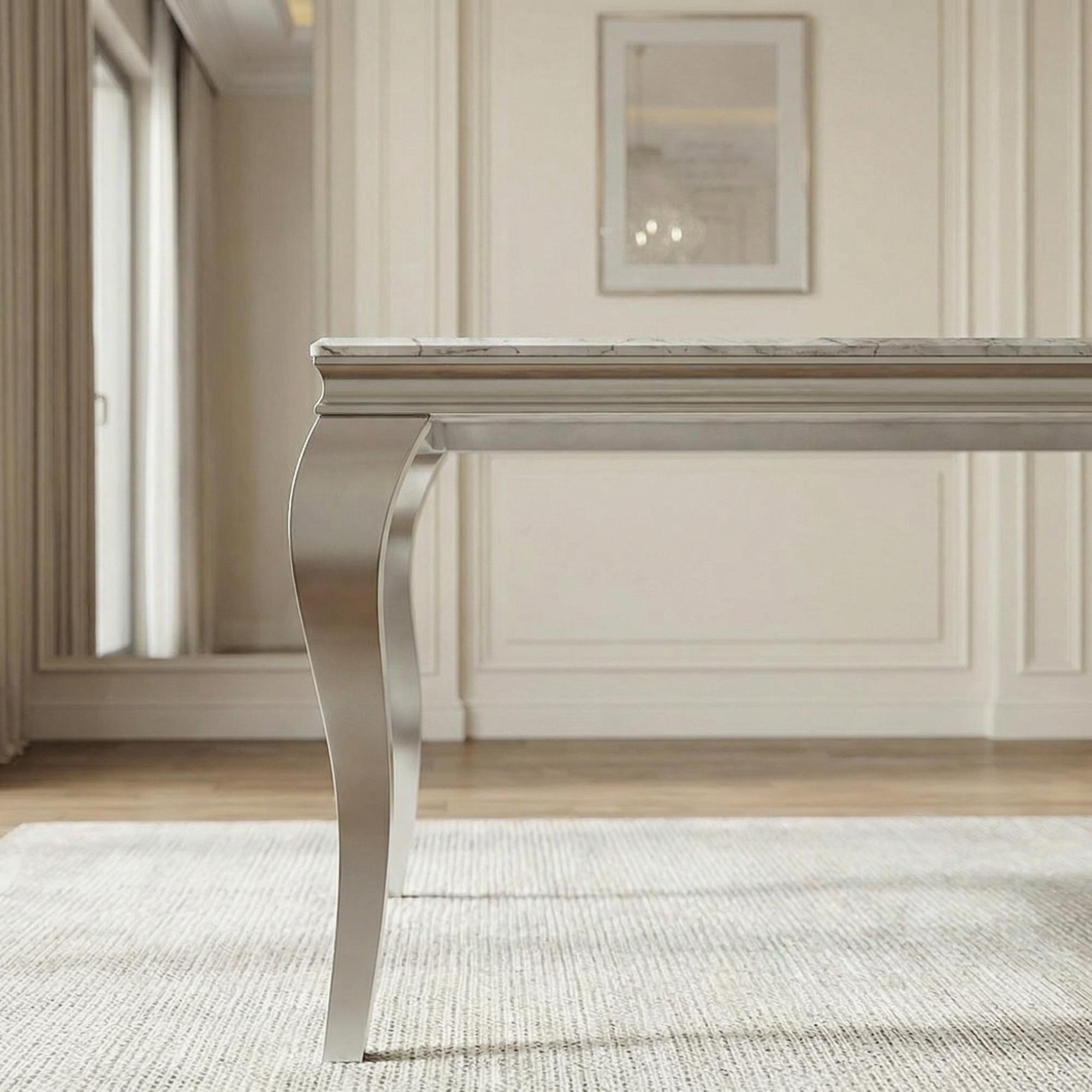 Louis Dining Table - Grey Marble & Chrome - Sizes Available