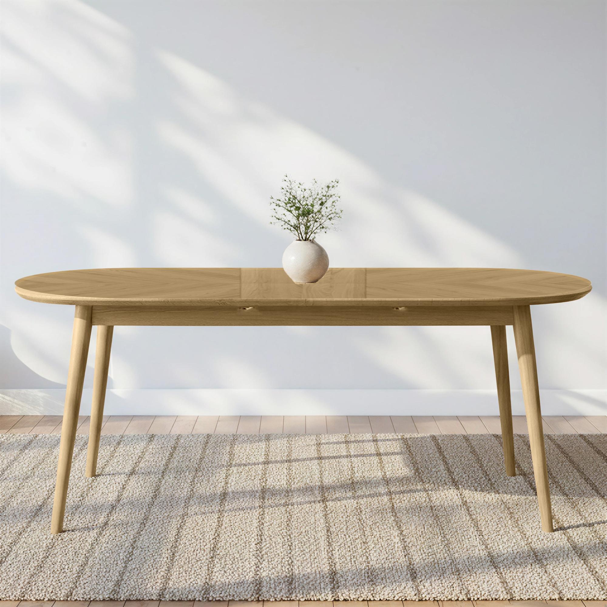 Valencia Herringbone Oval Extending Dining Table - 180cm-230cm - 6-8 Seater - Oak