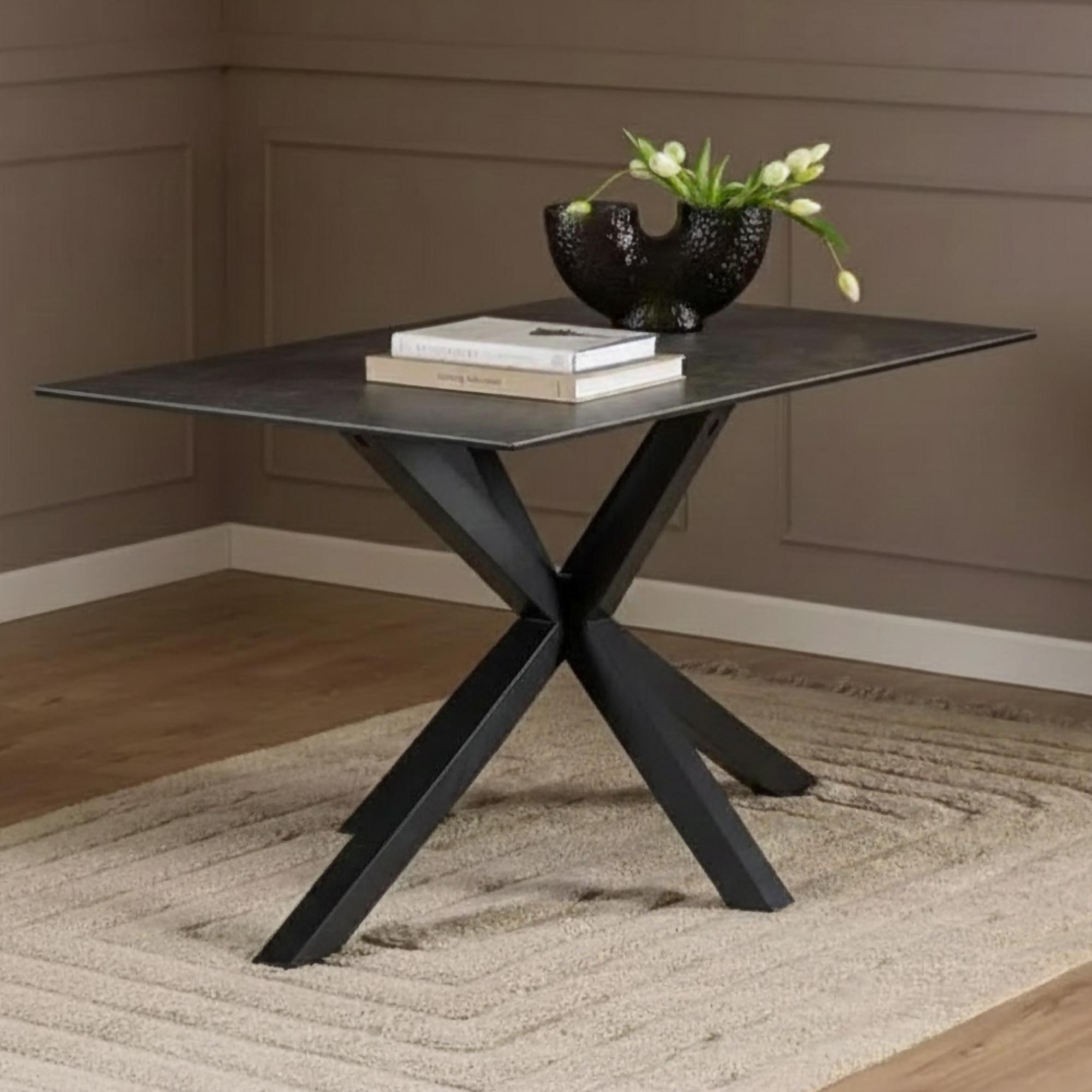 Heaven Round Dining Table - 4 Seater - 135cm - Black Ceramic - with Star Legs