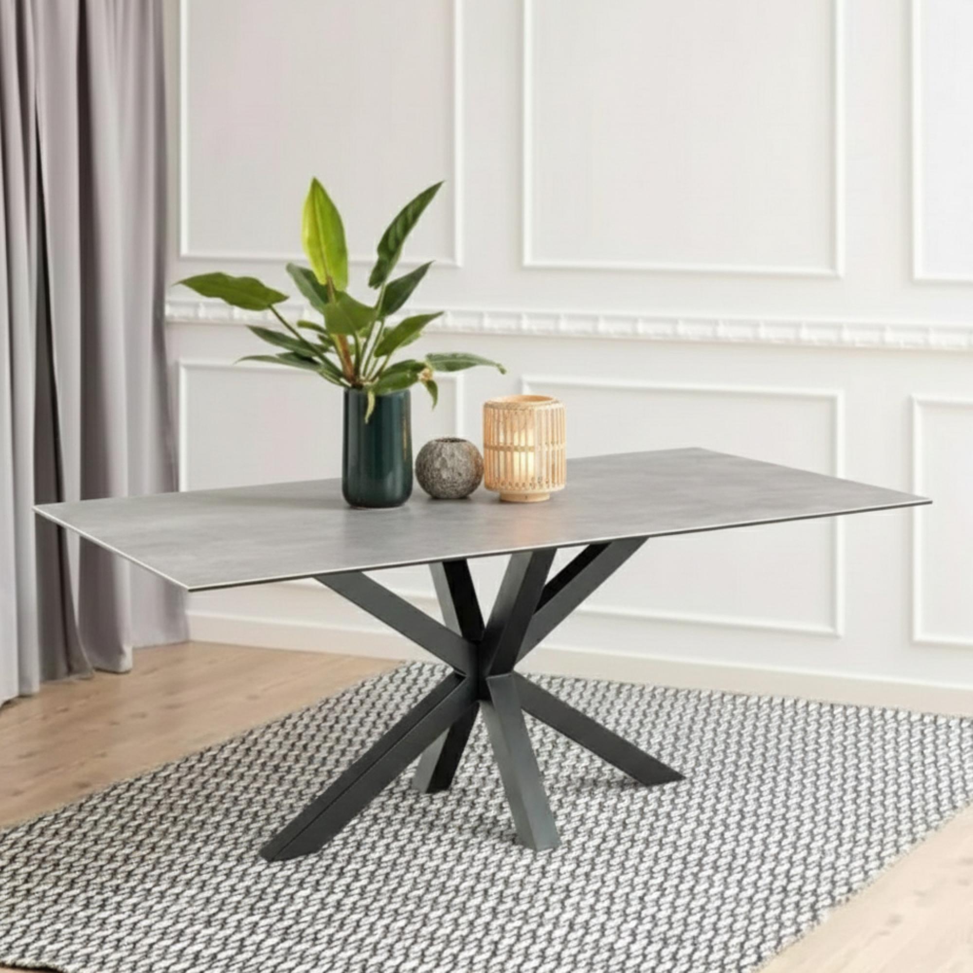 Heaven Round Dining Table - 8 Seater - 200cm - Grey Ceramic - with Star Legs