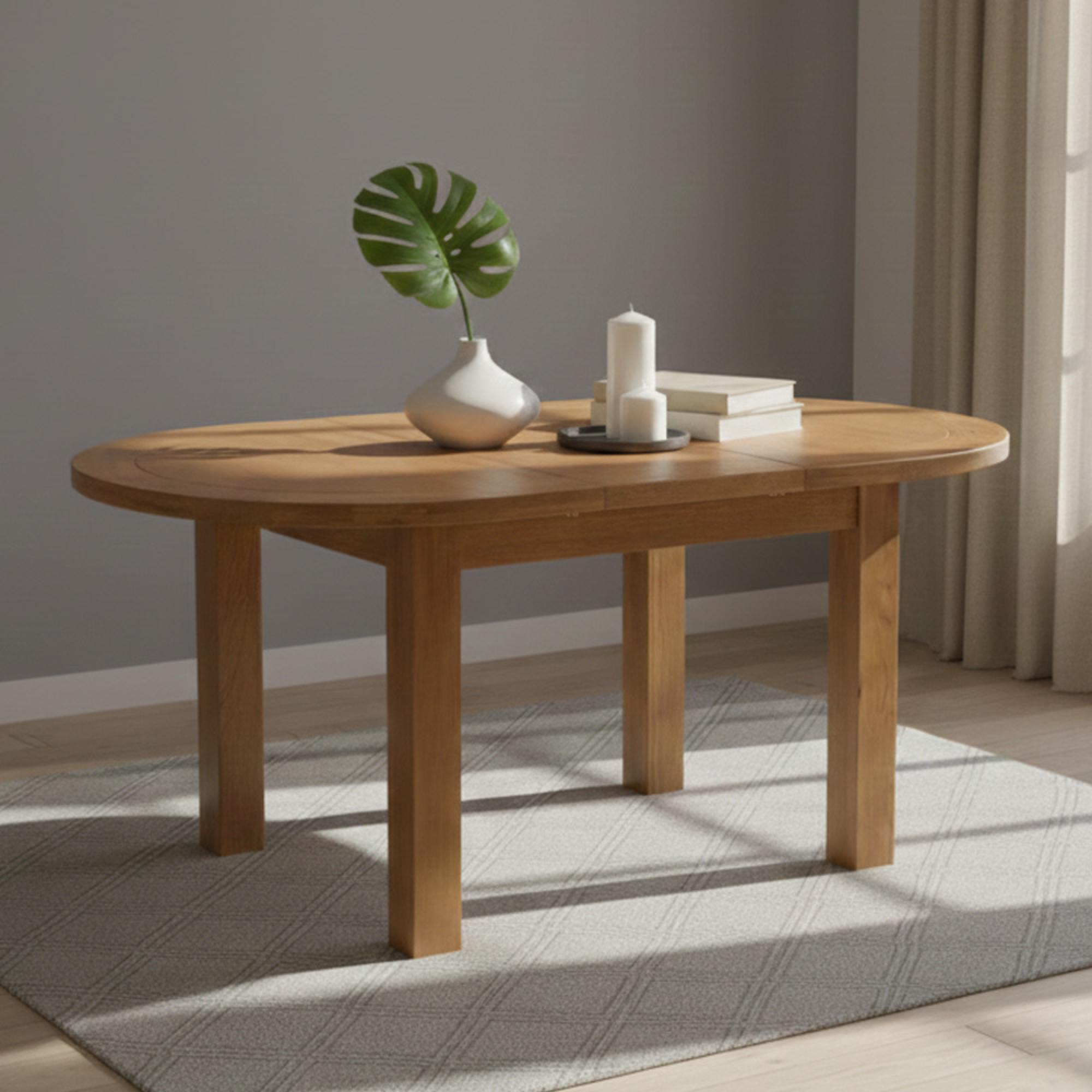 Original Oval Extending Dining Table - 4-6 Seater - 130cm-170cm - Rustic Oak