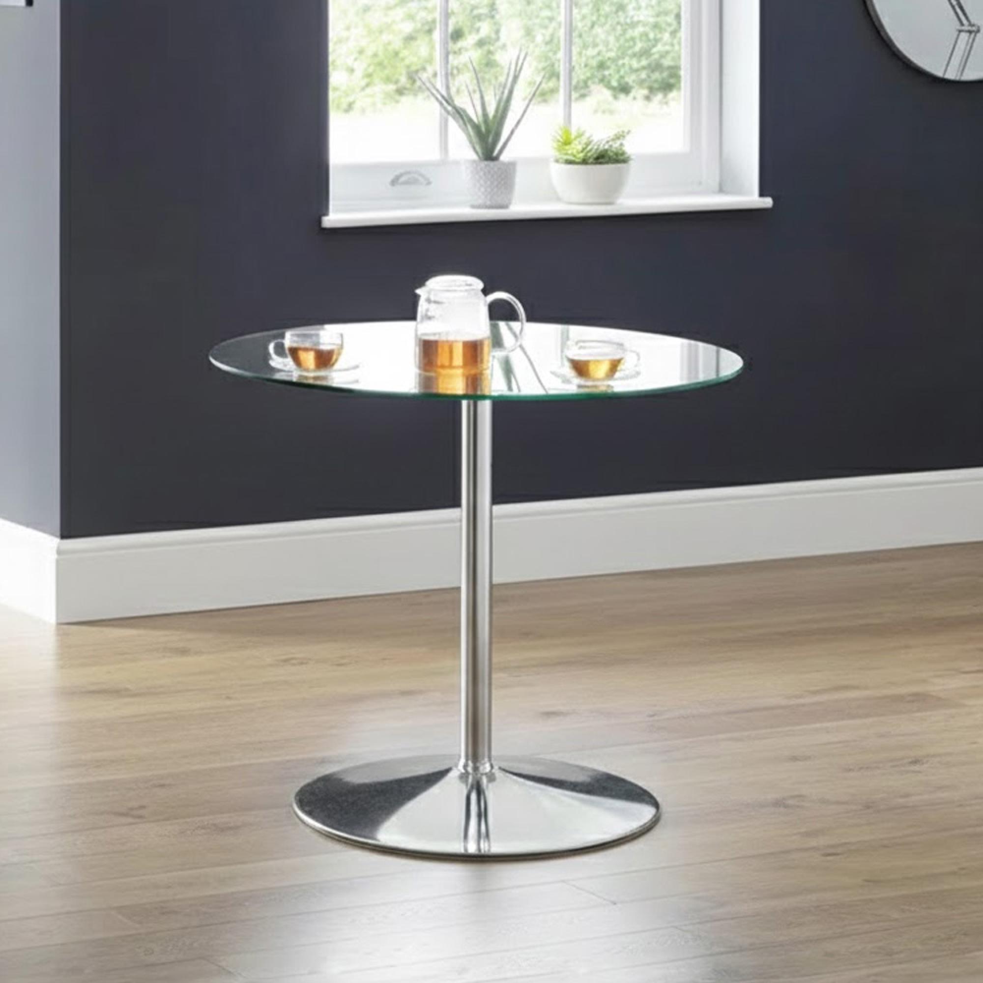 Kudos Dining Table - 2 Seater - 80cm - Round - Glass and Chrome