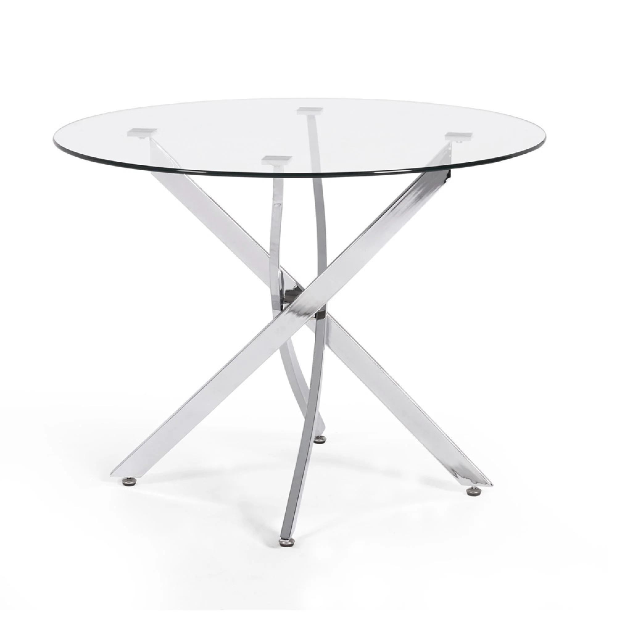 Anderson Dining Table - 2 Seater - 100cm - Round - Glass - Chrome Legs