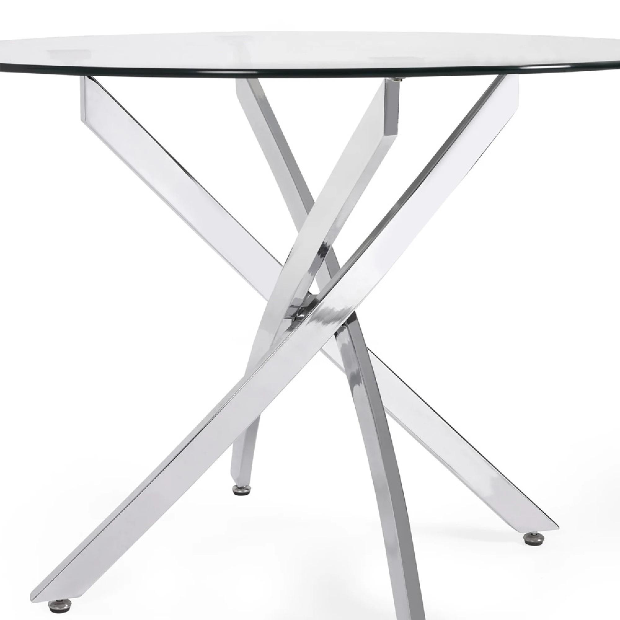 Anderson Dining Table - 2 Seater - 100cm - Round - Glass - Chrome Legs