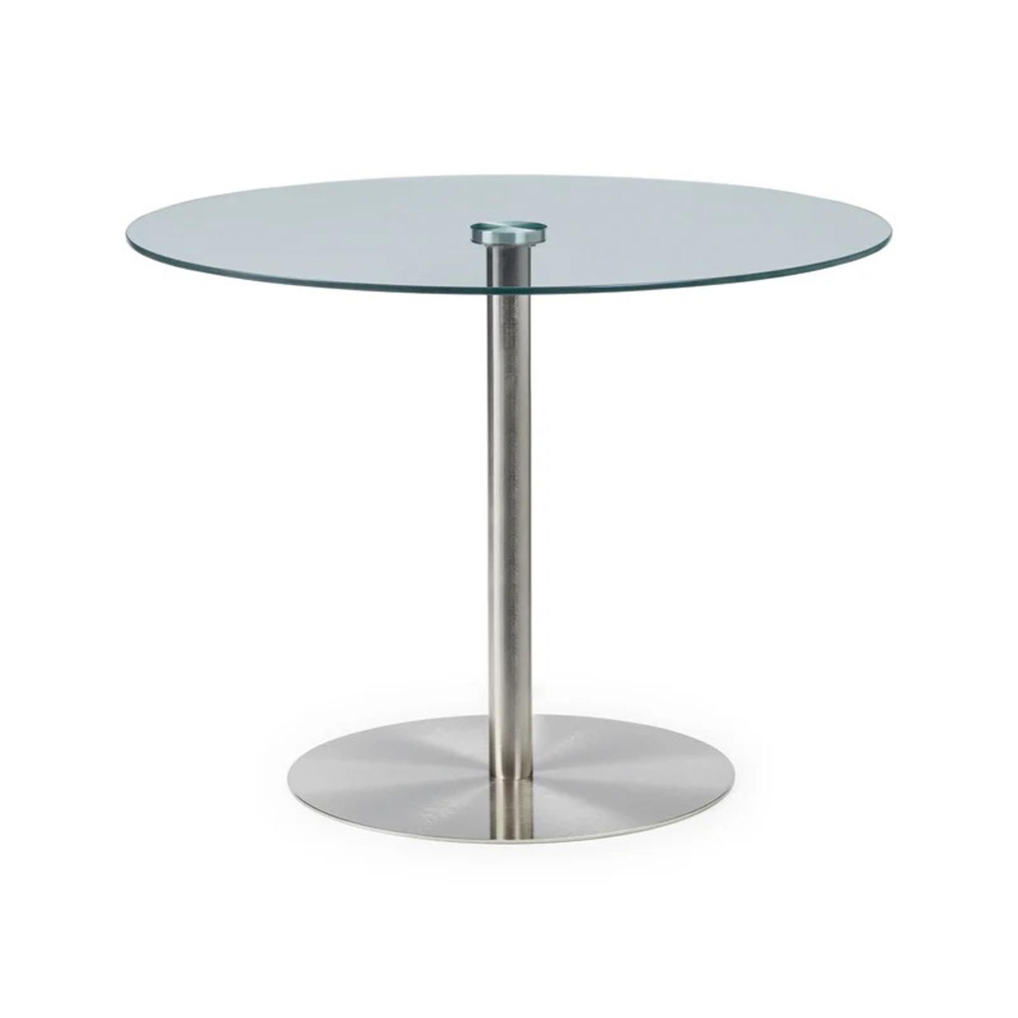 Blanco Dining Table - 2 Seater - 100cm - Round - Glass and Chrome