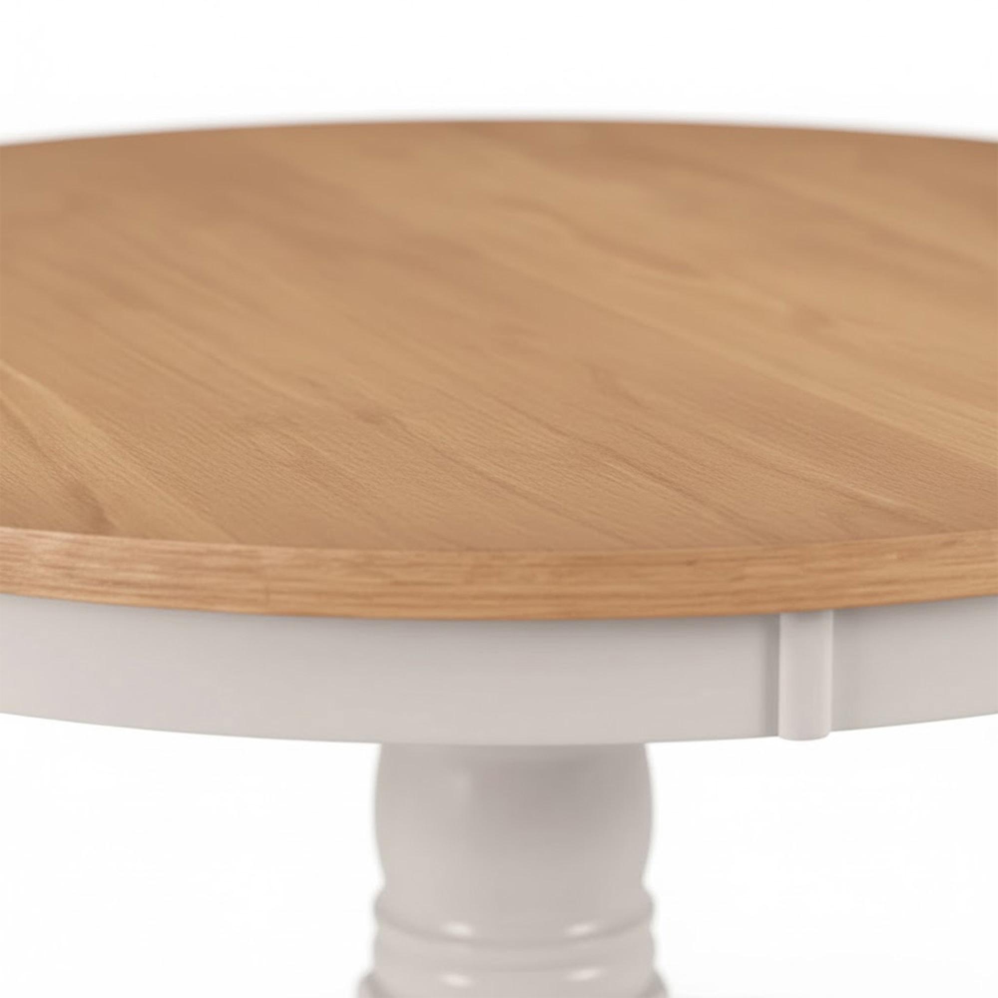 Davenport Dining Table - 2 Seater - 106cm - Round - Pedestal - Grey and Oak