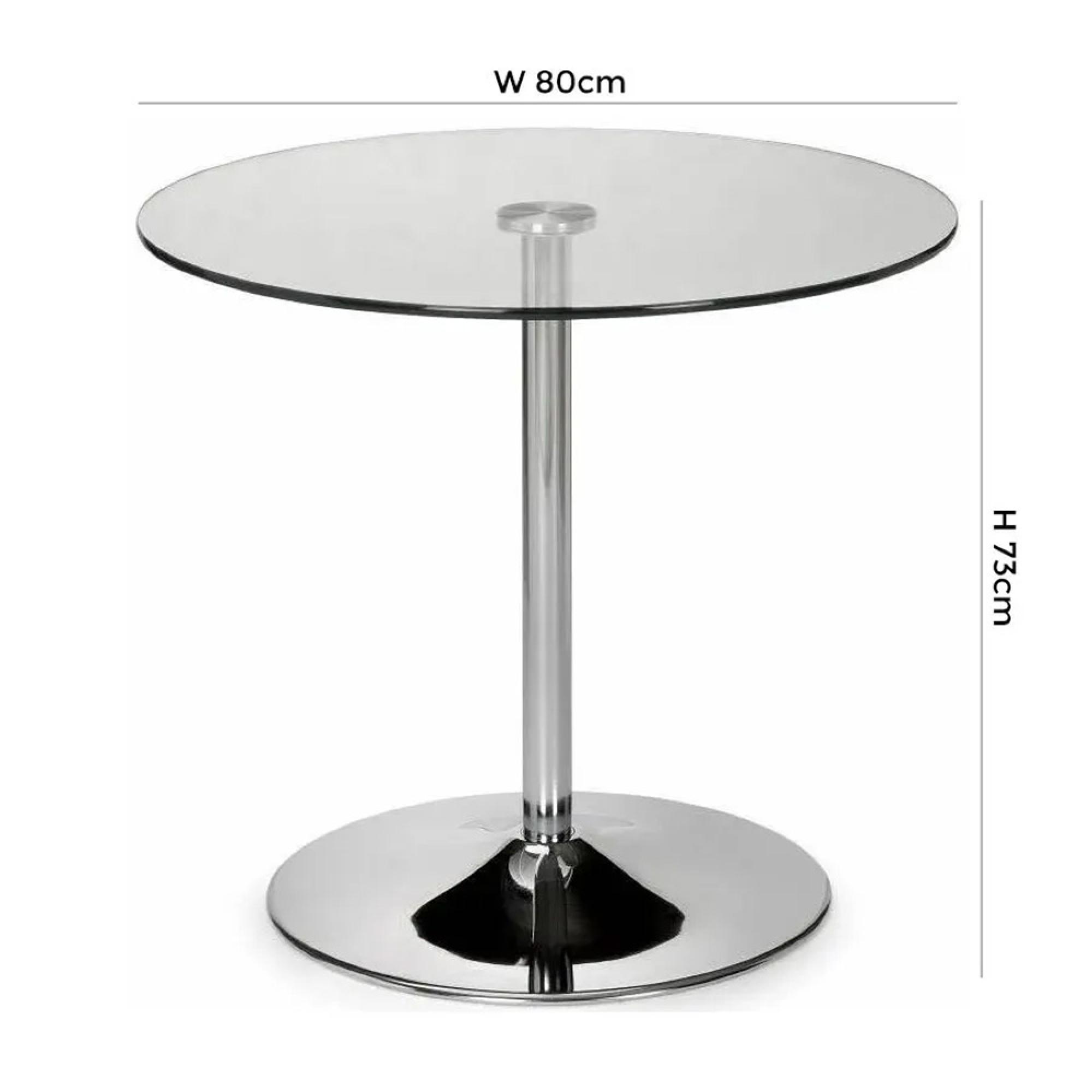 Kudos Dining Table - 2 Seater - 80cm - Round - Glass and Chrome