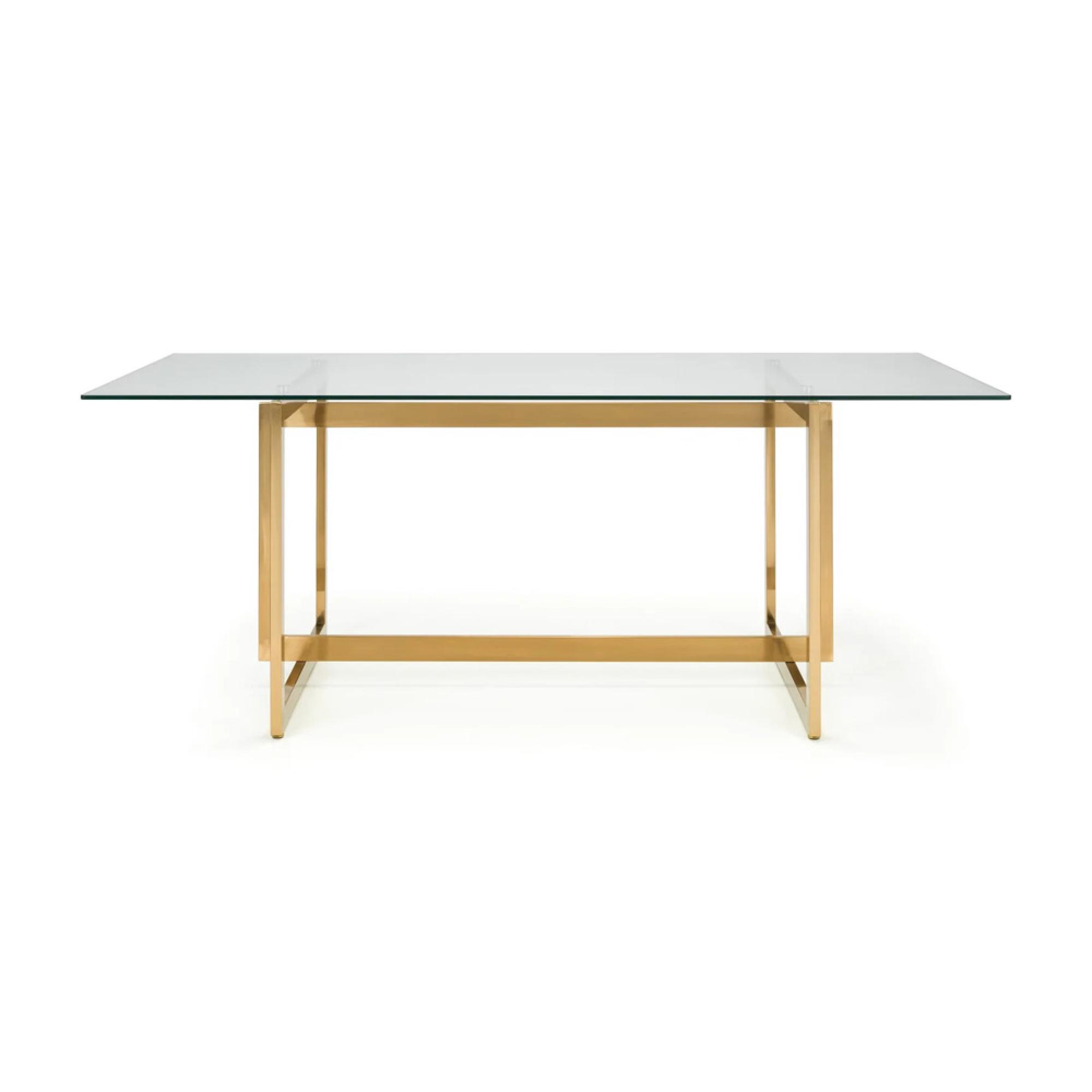 Minori Dining Table - 8 Seater - 200cm - Clear Glass and Gold