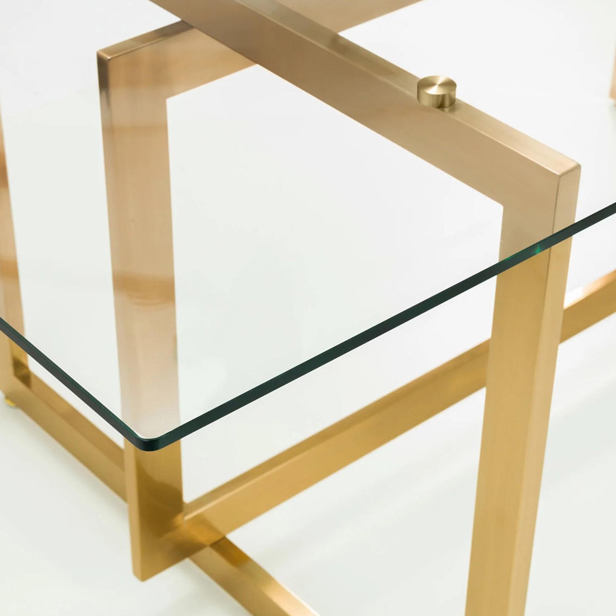 Minori Dining Table - 8 Seater - 200cm - Clear Glass and Gold