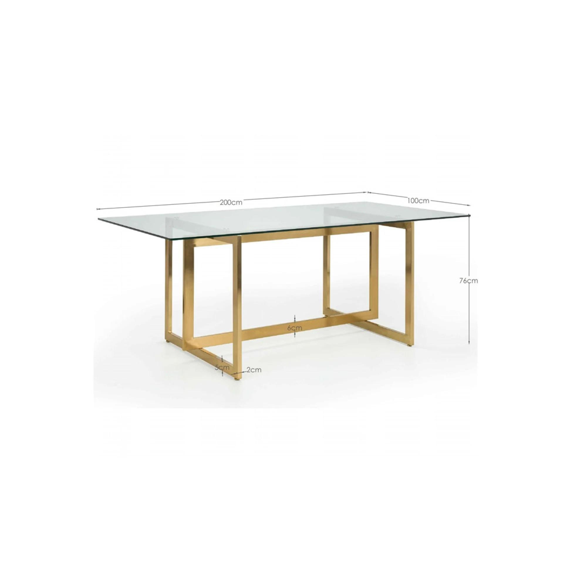 Minori Dining Table - 8 Seater - 200cm - Clear Glass and Gold