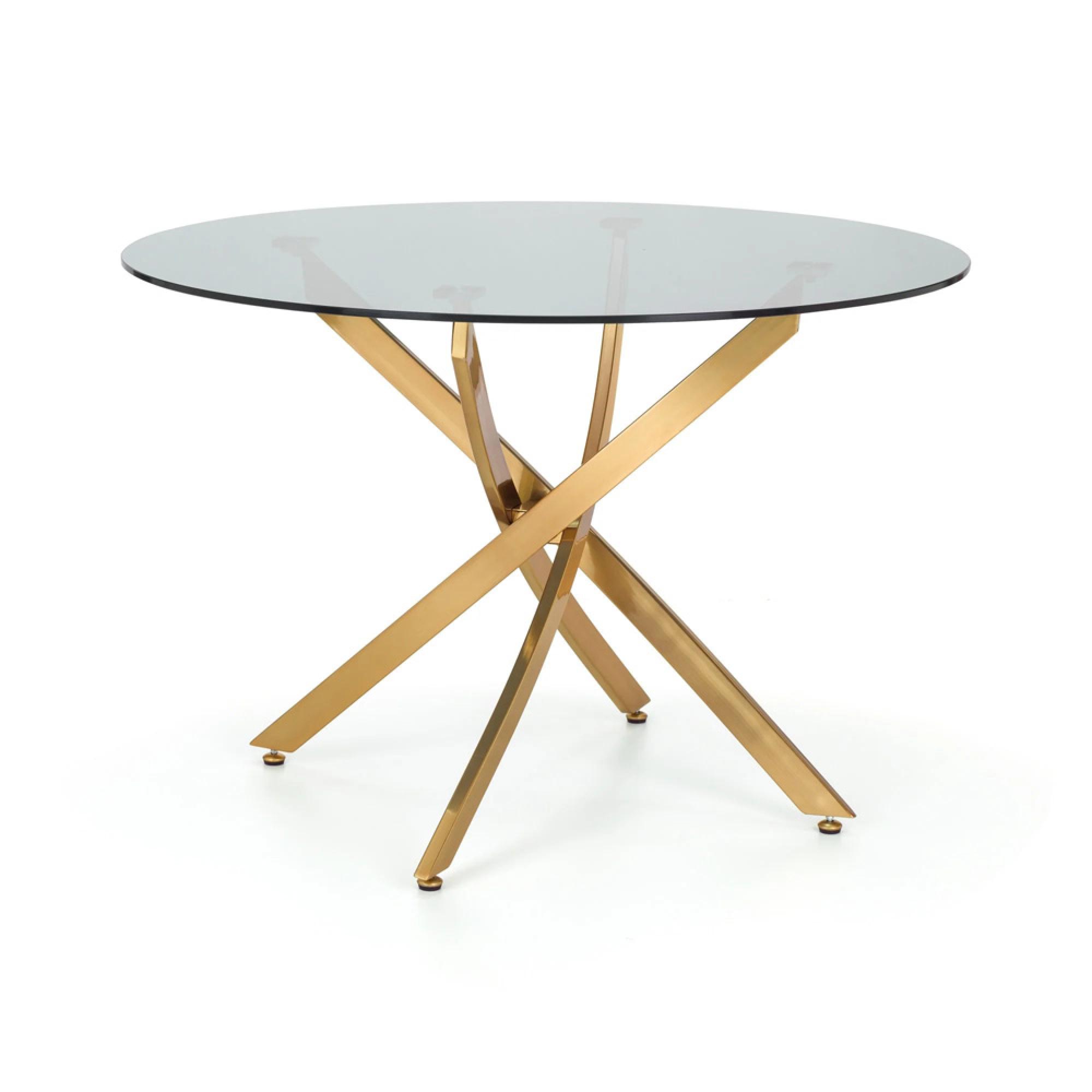 Montero Dining Table - 2 Seater - 100cm - Round - Clear Glass and Gold