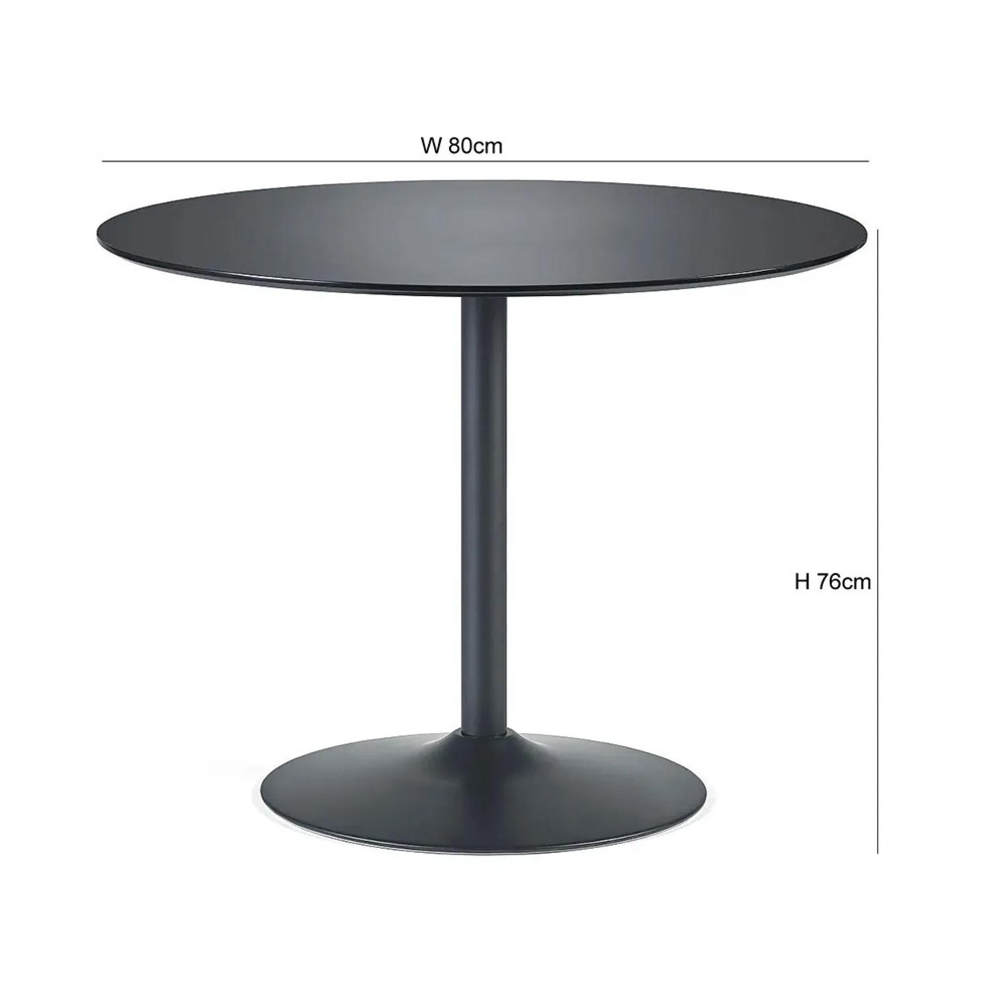 Nero Dining Table - 2 Seater - 80cm - Round - Black