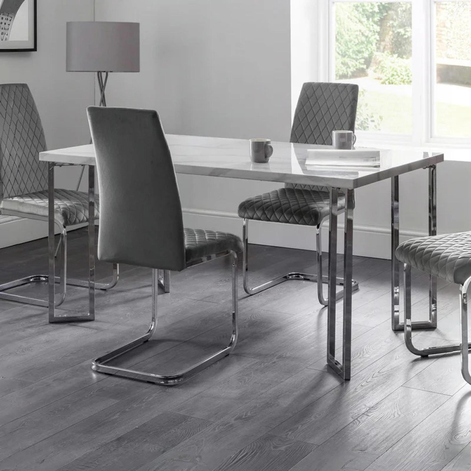 Positano Dining Table - 6 Seater - 150cm - White Marble Effect