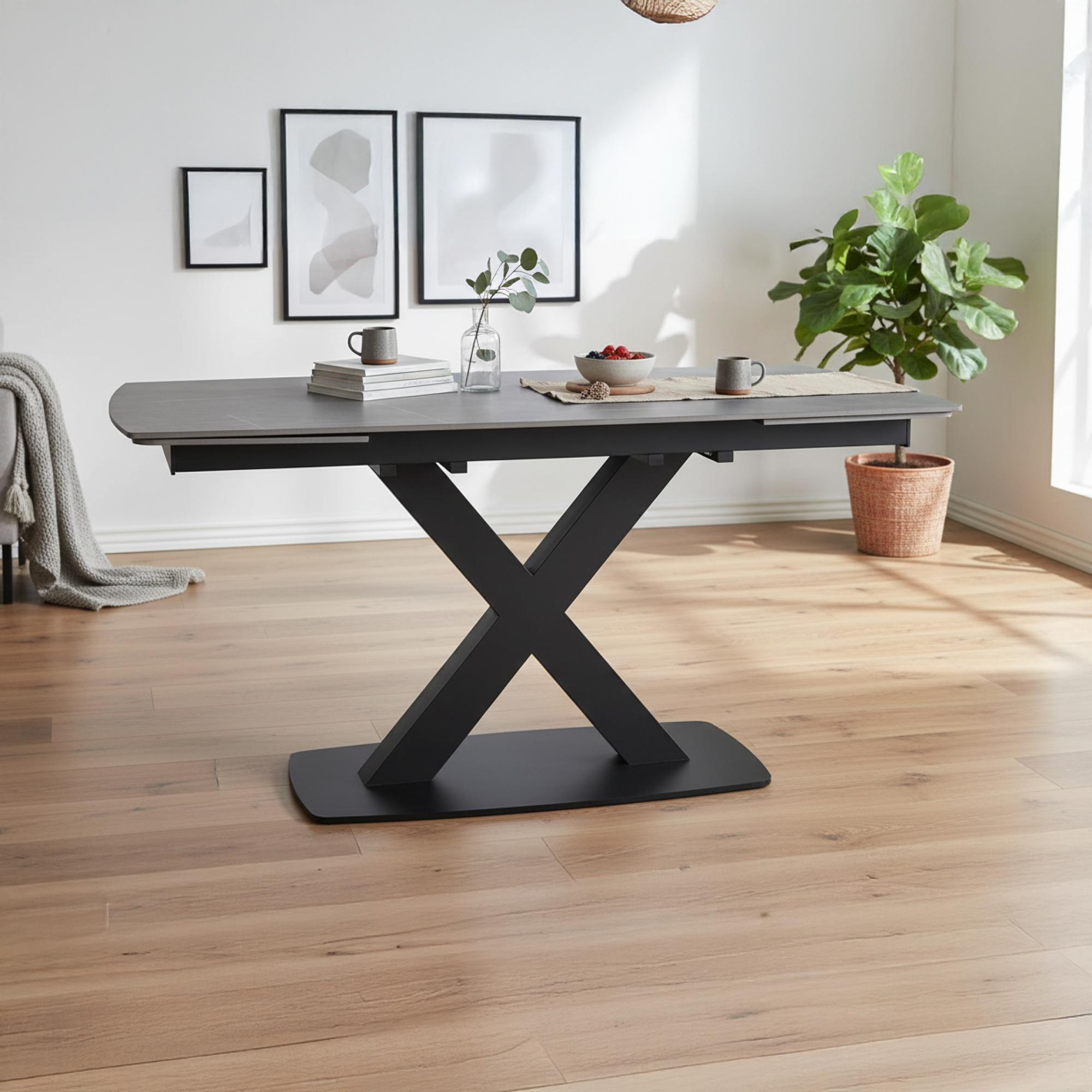 Vernal Extending Dining Table - 6-8 Seater - 160cm-240cm - Grey Sintered Stone