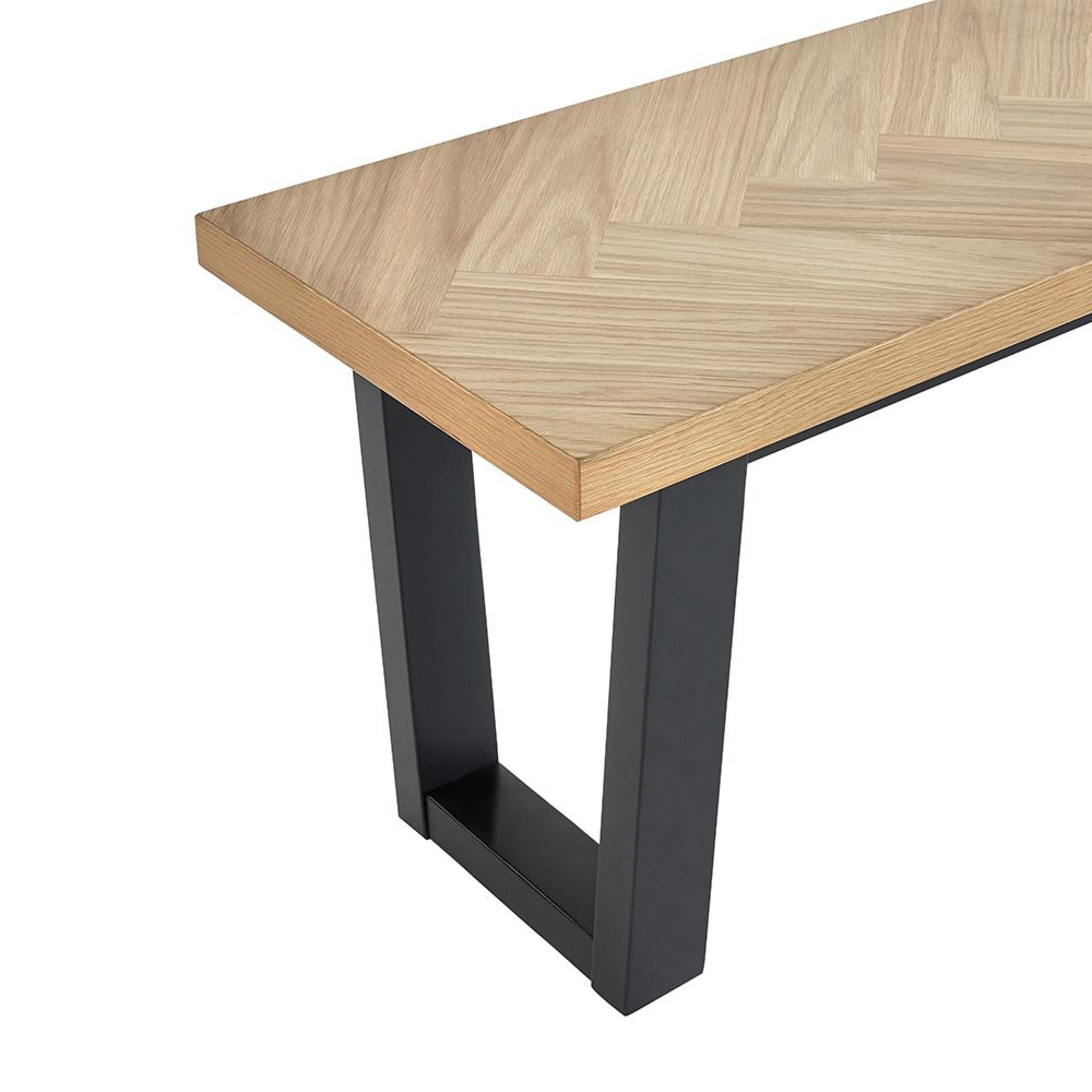 Hilton Dining Set - 180cm - 6 Seater - Herringbone - 2 Chairs & 1 Bench - Oak