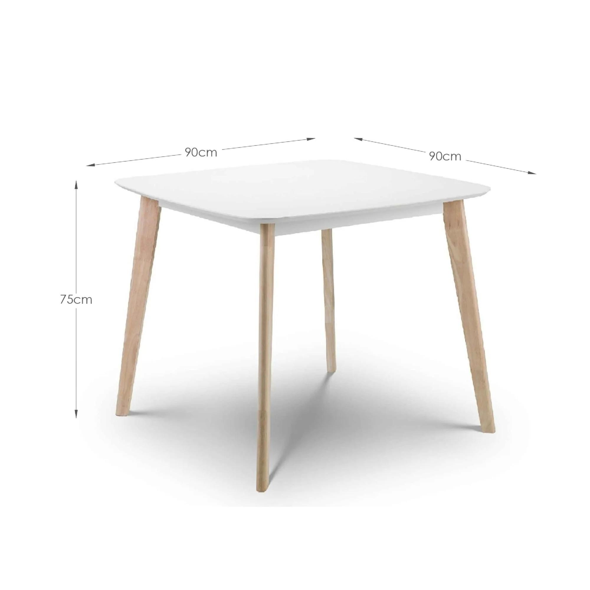 Casa Dining Table - 90cm - 2 Seater - Square - White