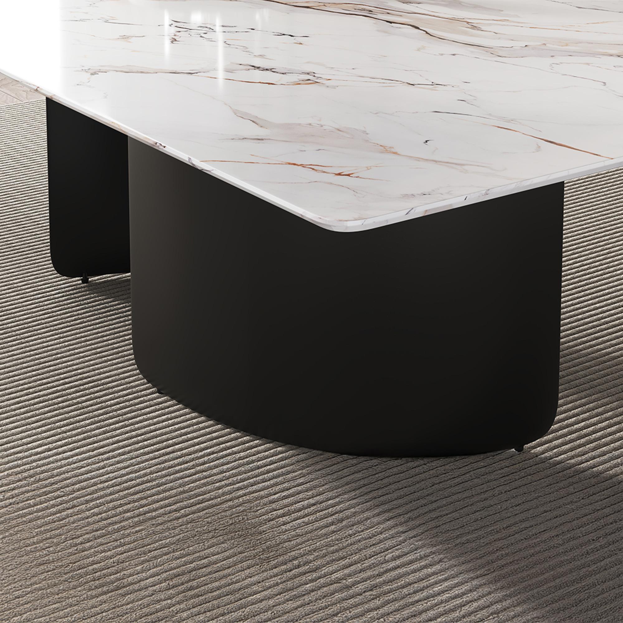 Lorea Dining Table - White Marble - Black Base - Sizes Available