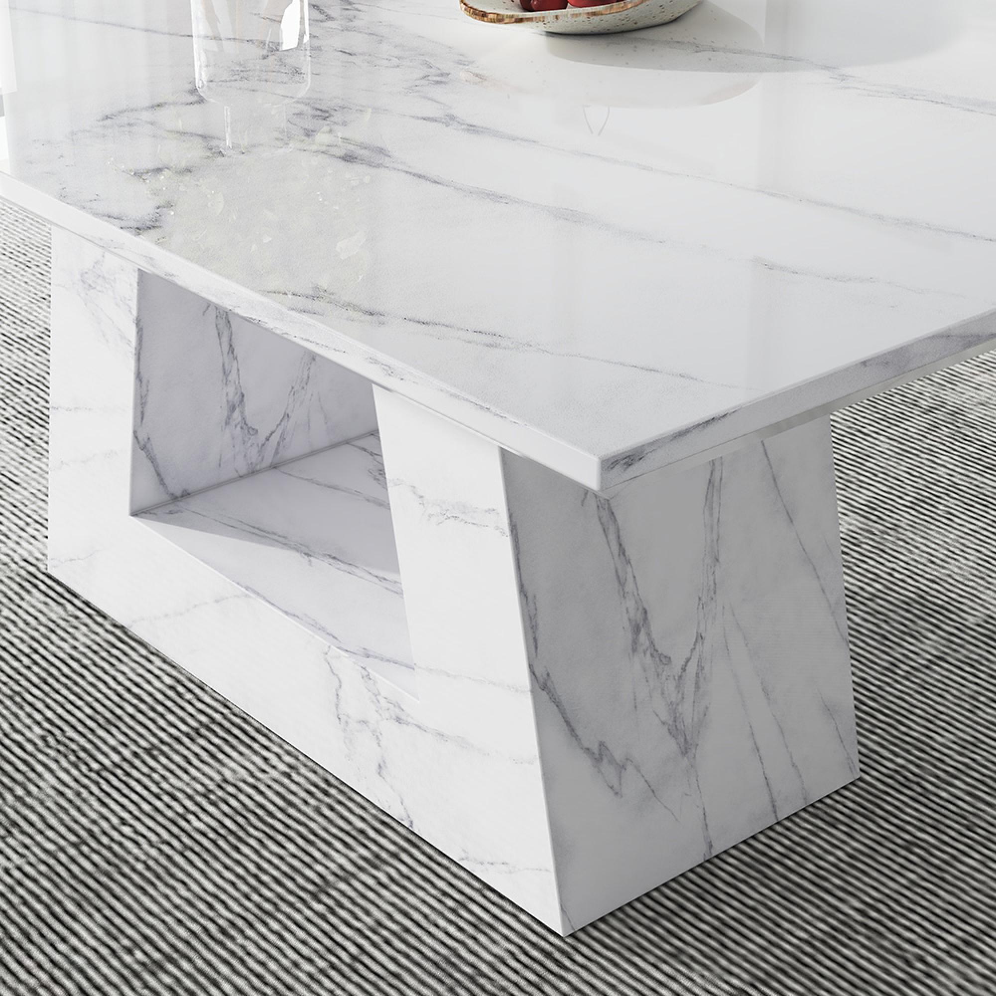 Milan Dining Table - White Marble - Sizes Available