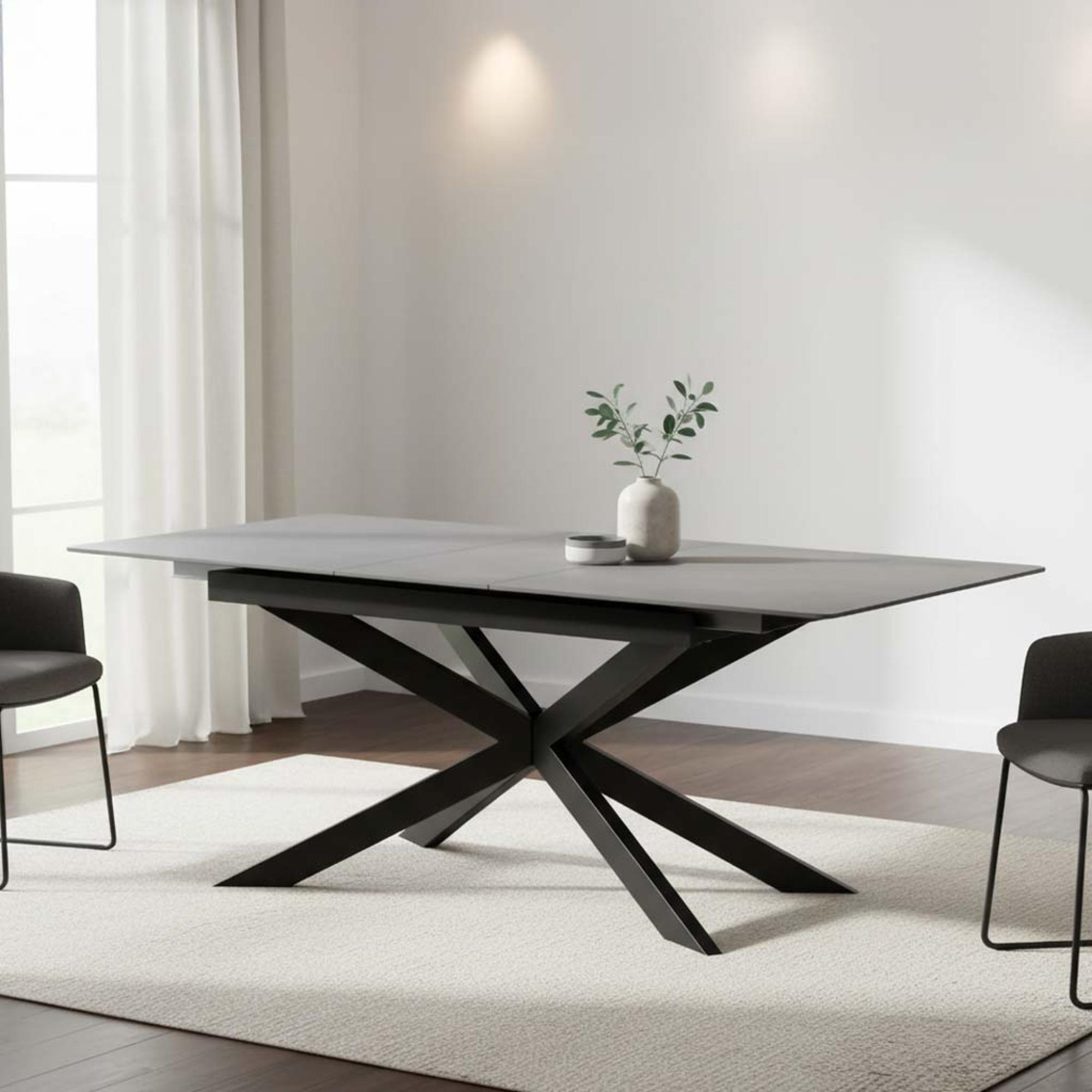 Azzurra Extending Dining Table  68 Seater  160cm200cm  Grey Sintered Stone