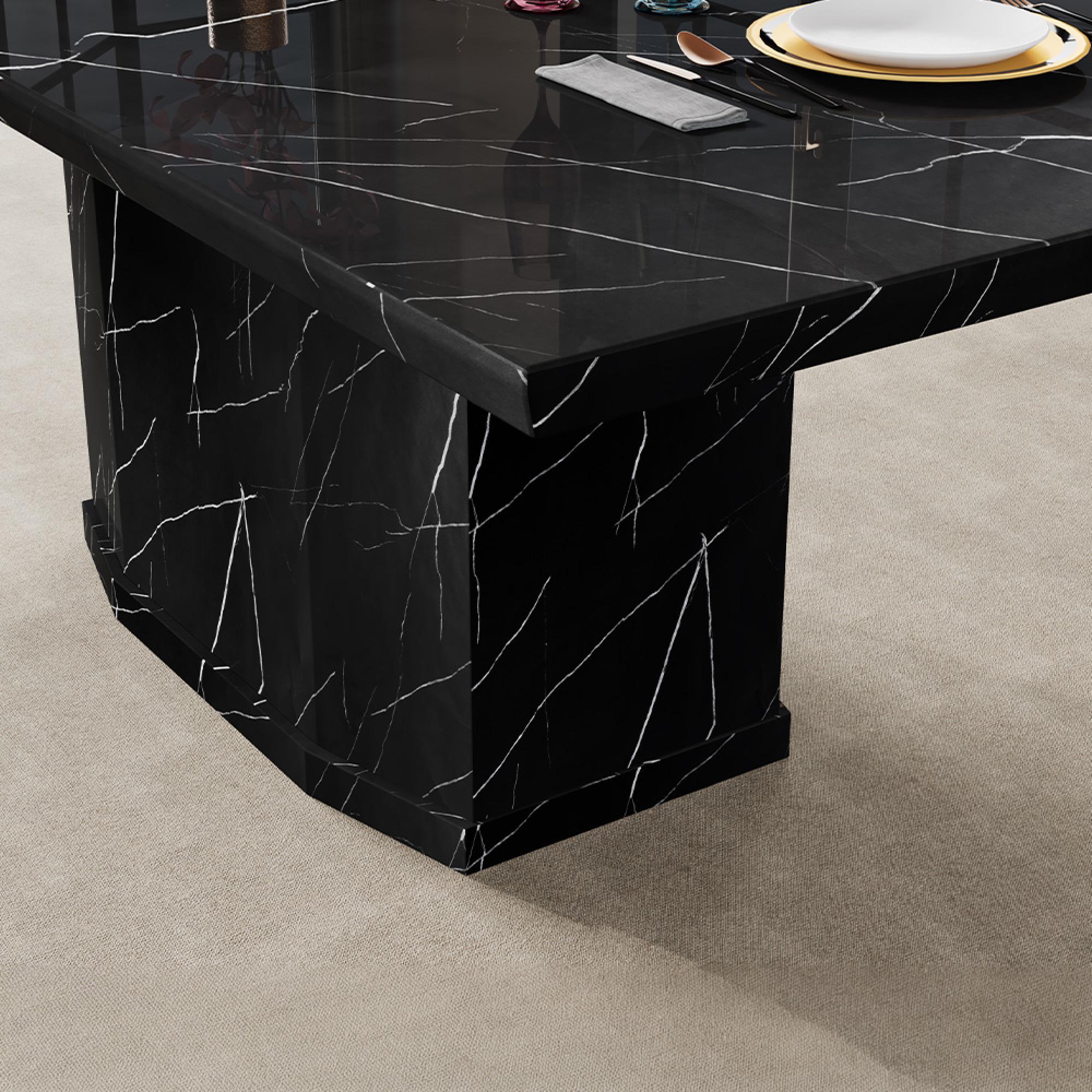 Naples Dining Table - Black Marble - Sizes Available