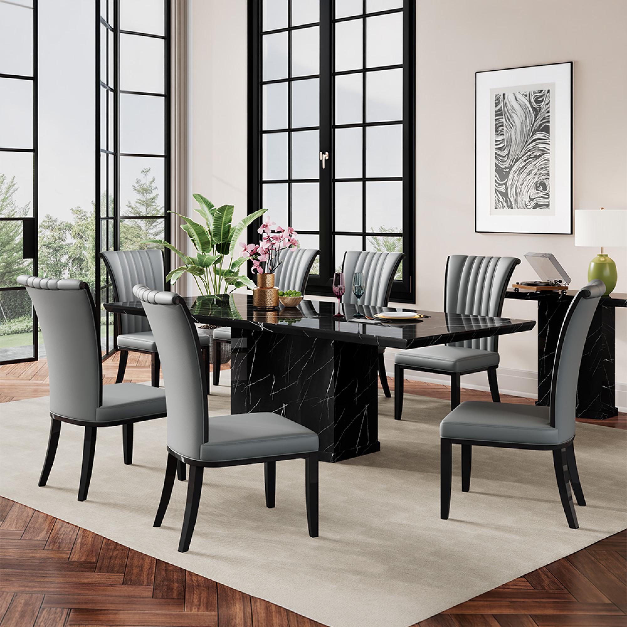 Naples Dining Table - Black Marble - Sizes Available
