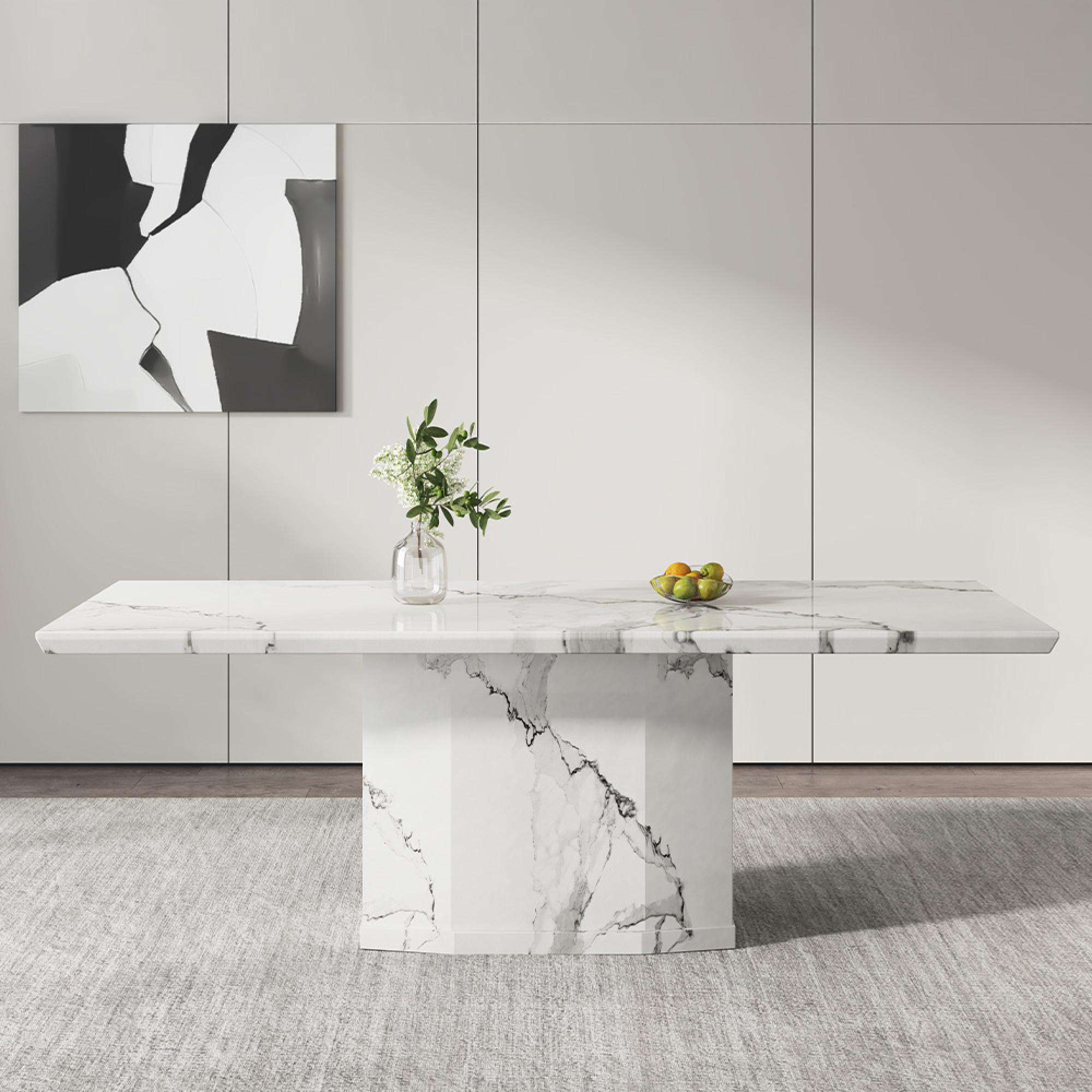 Naples Dining Table - White Marble - Sizes Available