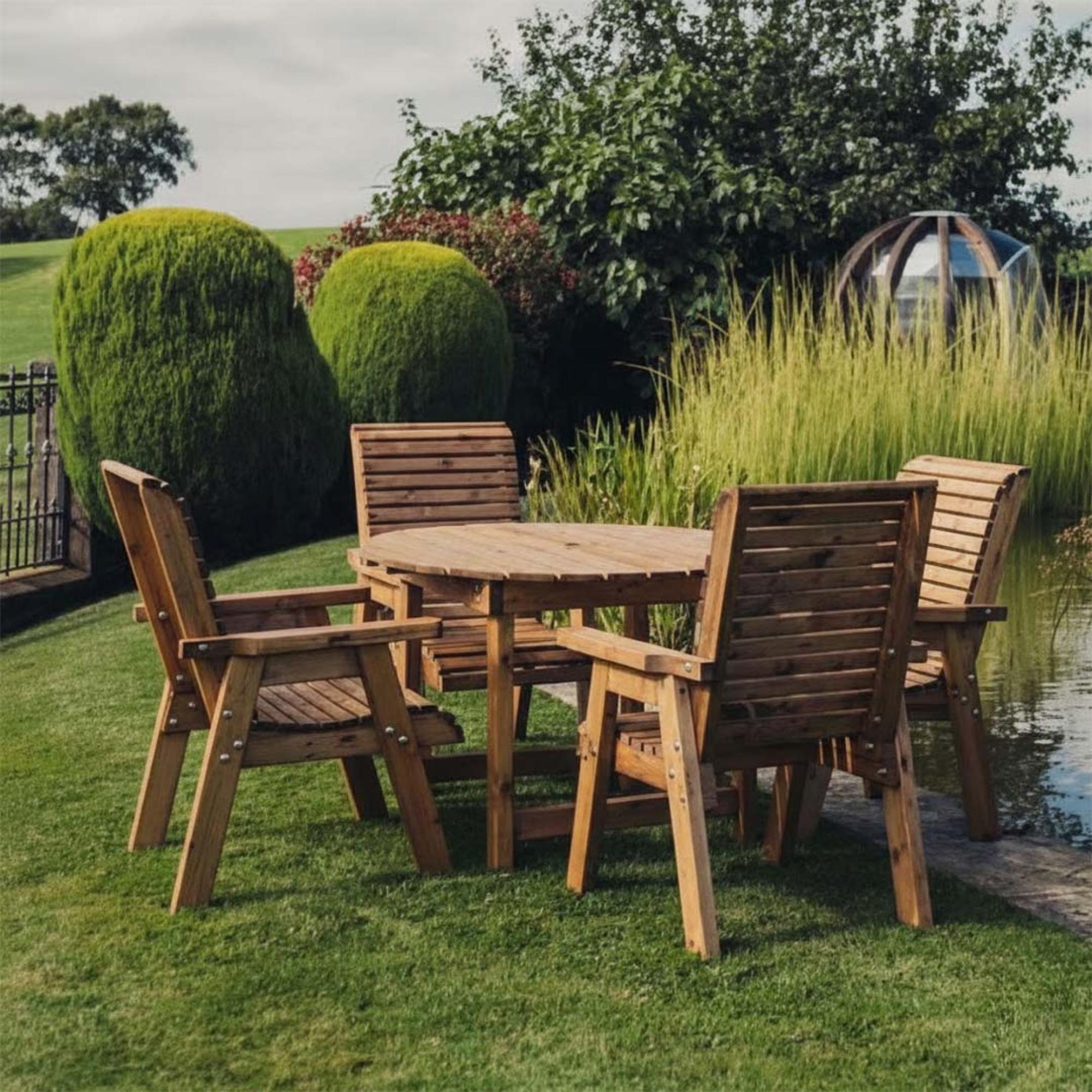 Churnet Valley Redwood 4 Seater Round Garden Dining Set
