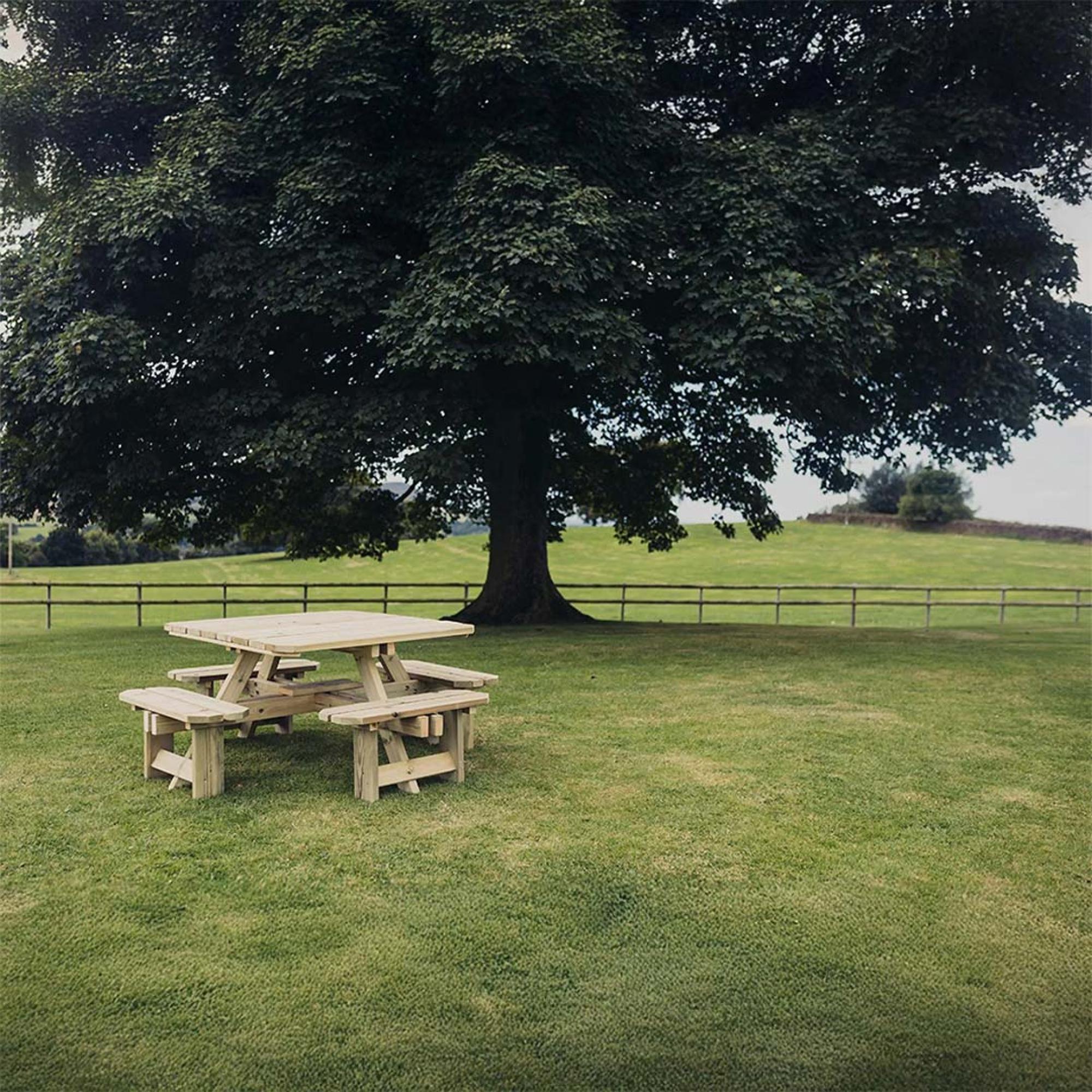 Churnet Valley Westwood Square Garden Picnic Table Set with 4 Benches