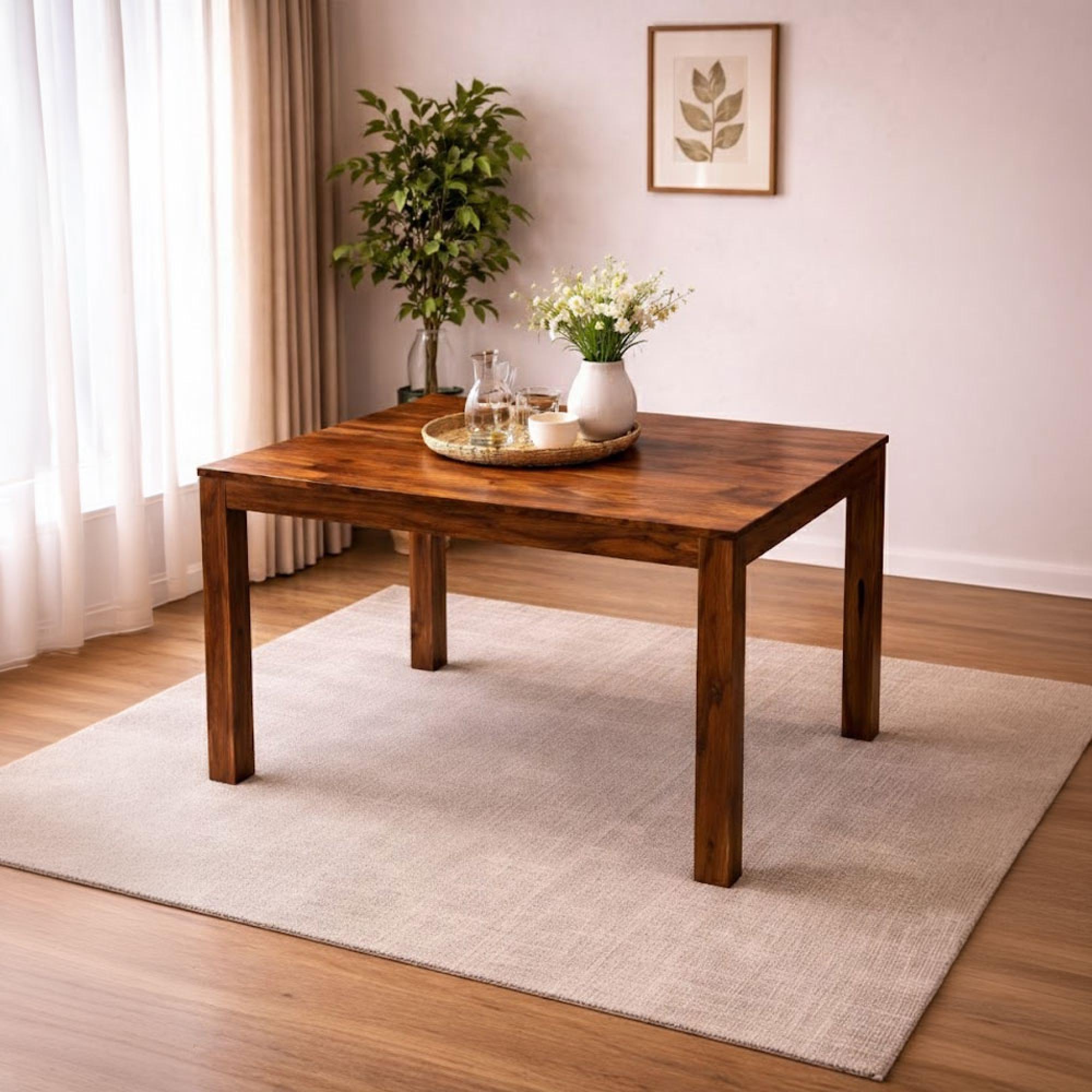 Cube Sheesham 6 Seater Dining Table - 138cm