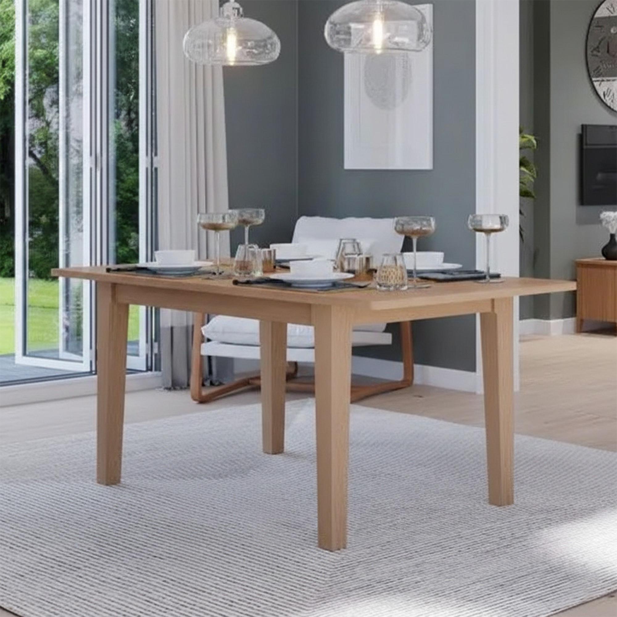 Henley Oak and Rattan 4-6 Seater Extending Dining Table - 140cm-180cm
