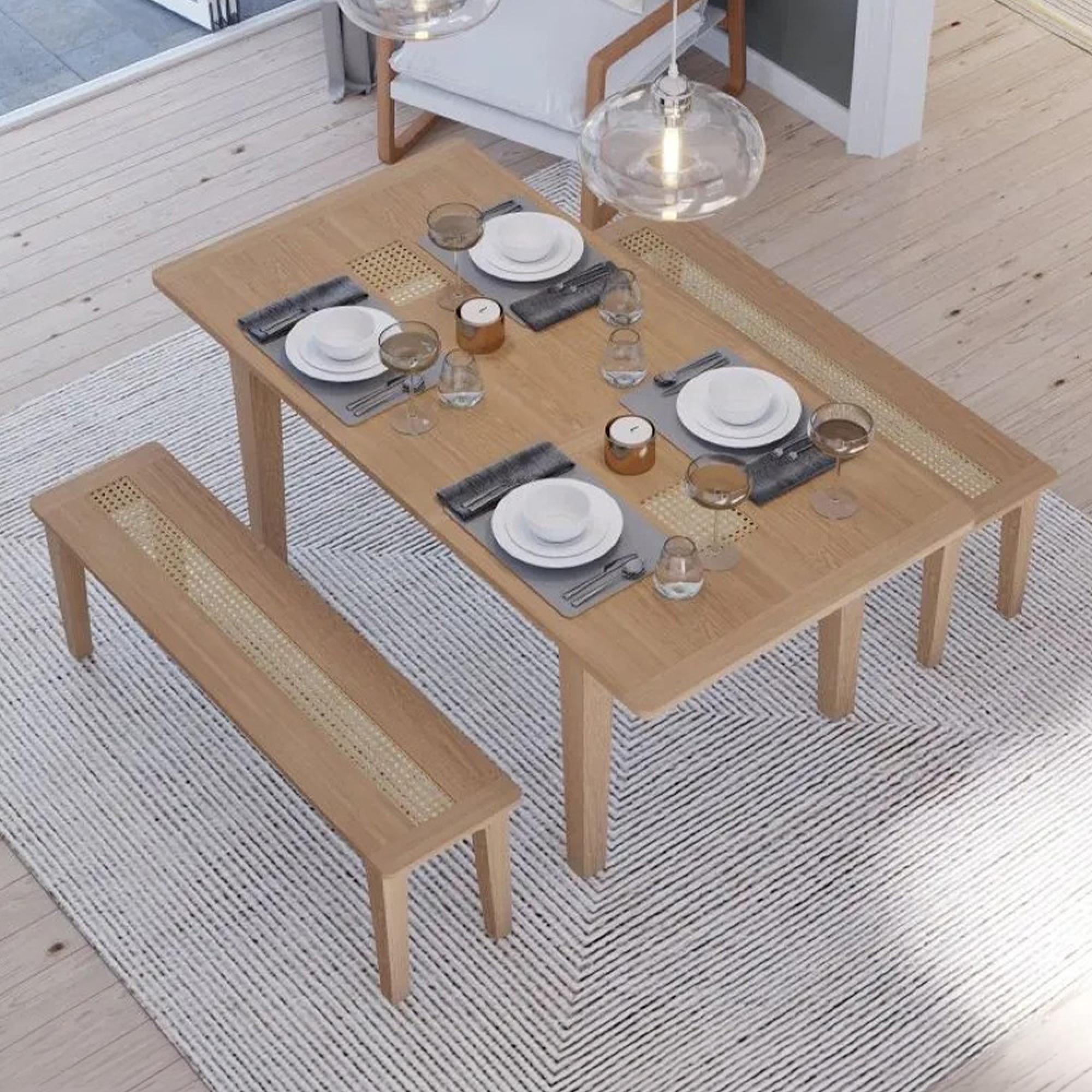 Henley Oak and Rattan 4-6 Seater Extending Dining Table - 140cm-180cm
