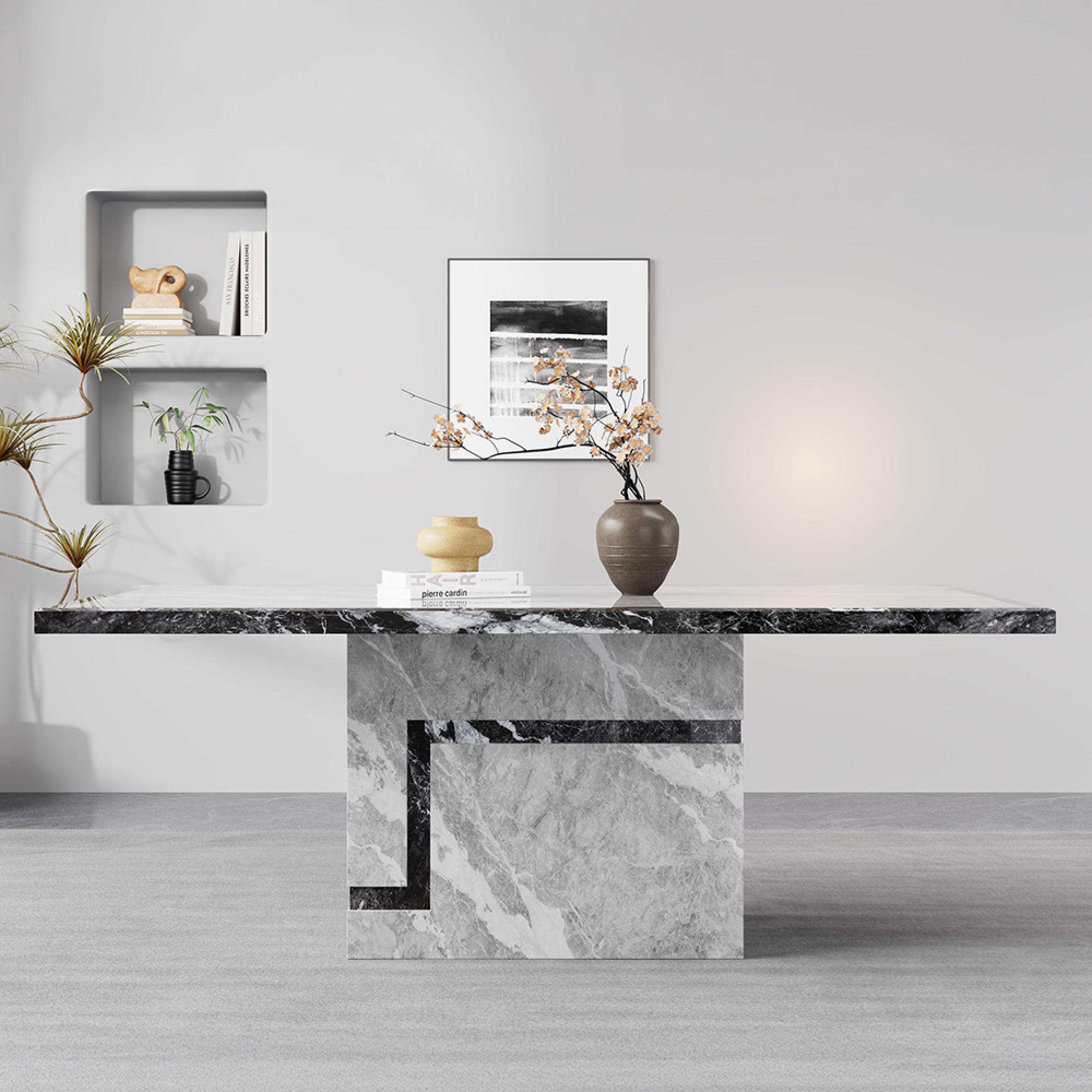 Venice Dining Table - Armani Grey Engineered Marble - Sizes Available