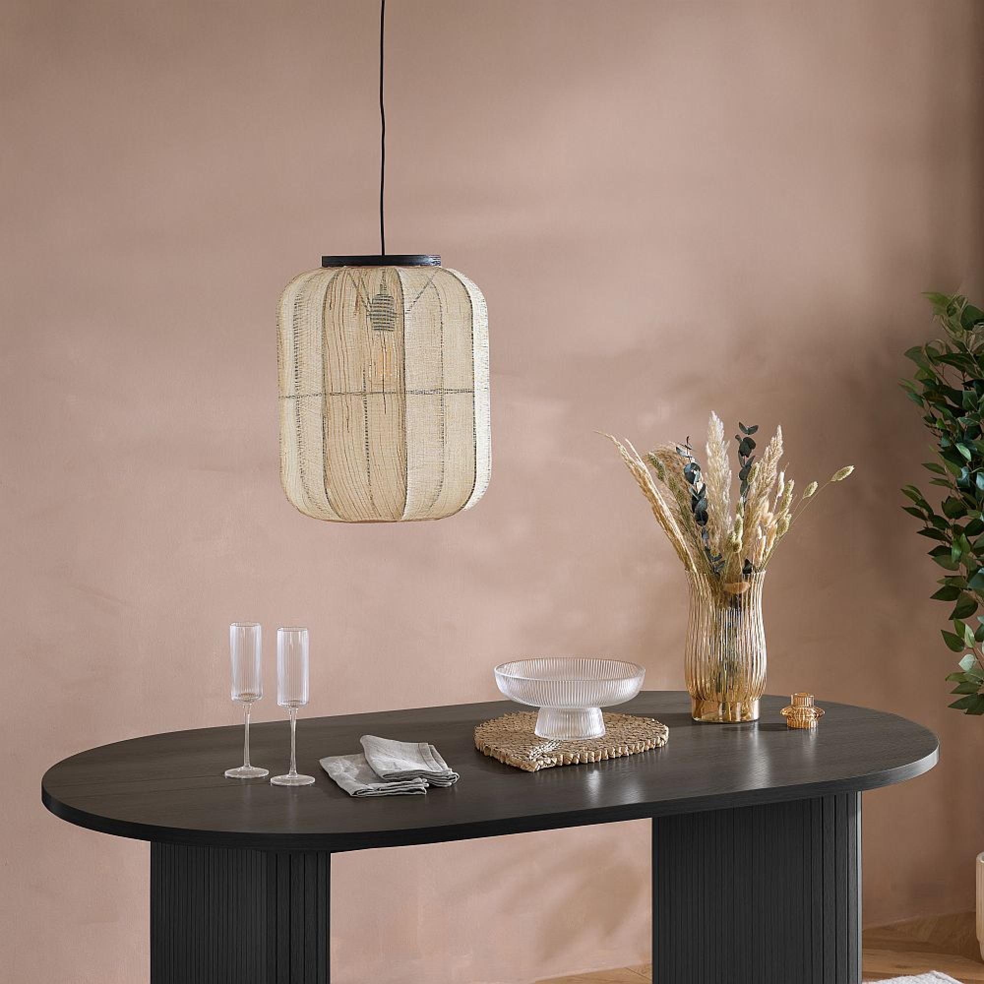 Axel Oval Dining Table - 6 Seater - 160cm - Black Fluted